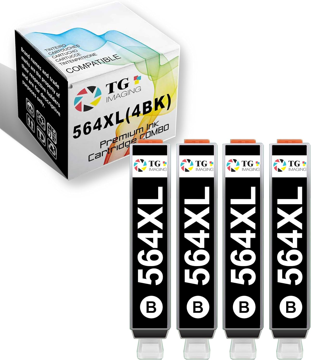 TG Imaging Compatible 564XL Ink Replacement for HP 564 XL Black Ink Cartridges for 5510 5511 5514 C310A C510 C5300 C5324 6510 Inkjet Printer (4 Pack, High Yield) image number 1