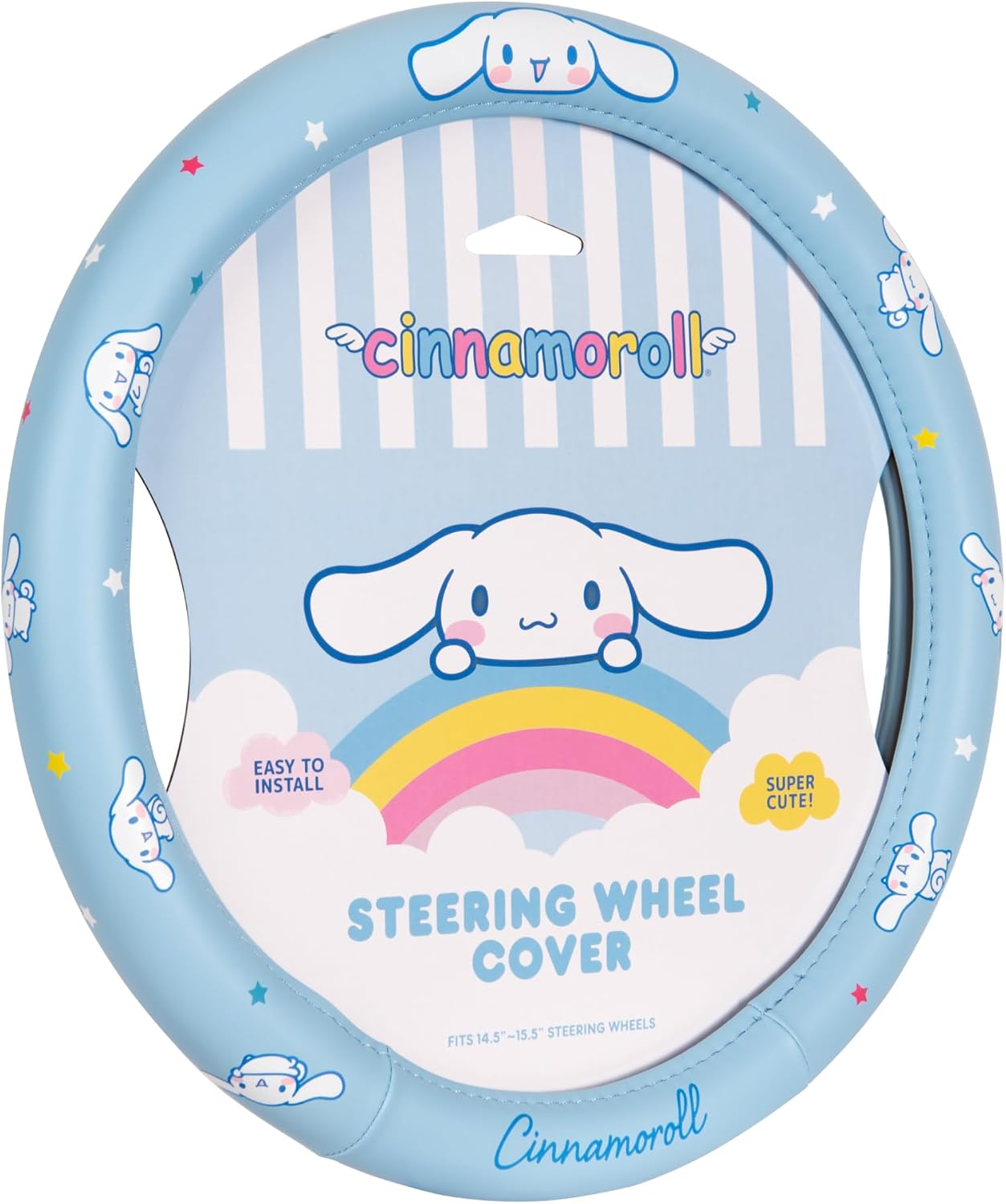 Sanrio Hello Kitty and Friends Cinnamoroll Blue Car Steering Wheel Cover, Universal Fit Cute Accessories for Women Stylish Decor Gifts Hello Kitty Car Accessories - Fits Standard Wheels 14.5"-15" image number 4