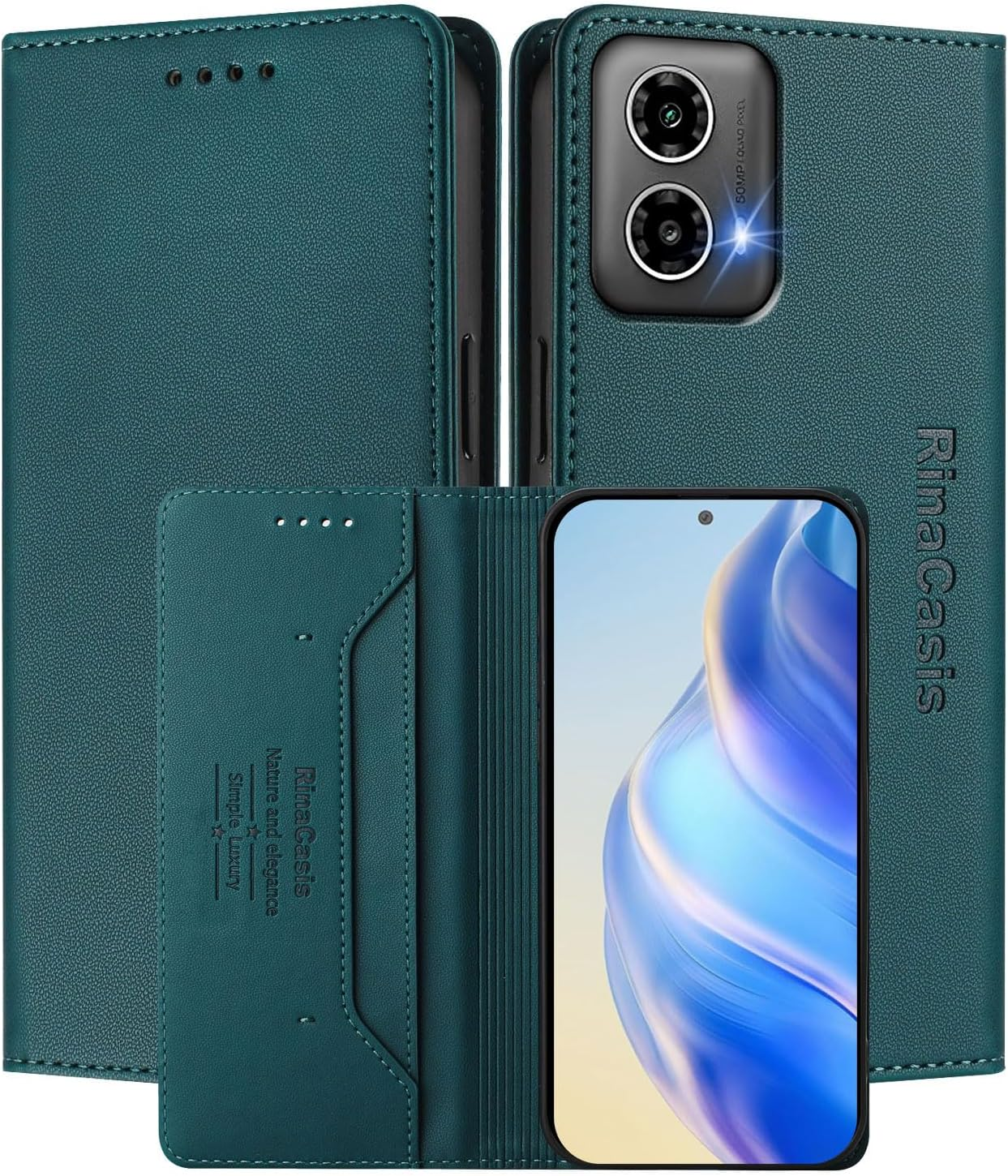 MOJIA Motorola Moto G24 / G04S / G04 / E14 Case, Drop and Scratch Resistant Premium PU Leather Folio Wallet Phone Case [Magnetic Closure]. Light Purple