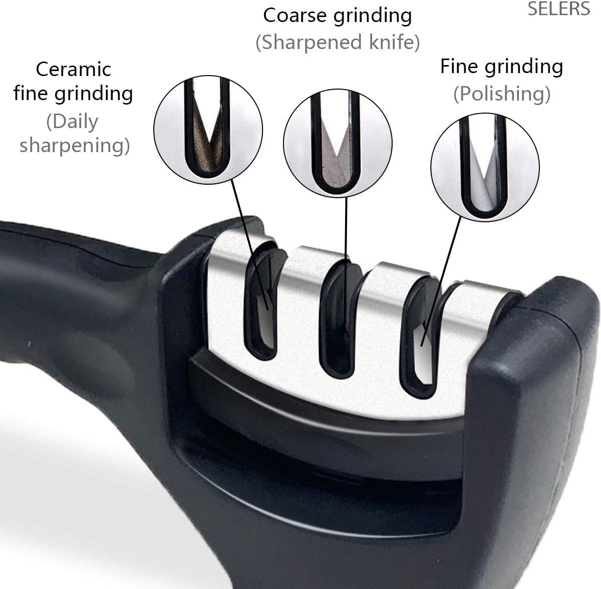 Arsline Knife Sharpener - Professional, Easy-To-Use Sharpening Tool for Kitchen, Chef, and Hunting Knives - Compact, Durable, and Ergonomic Design image number 6