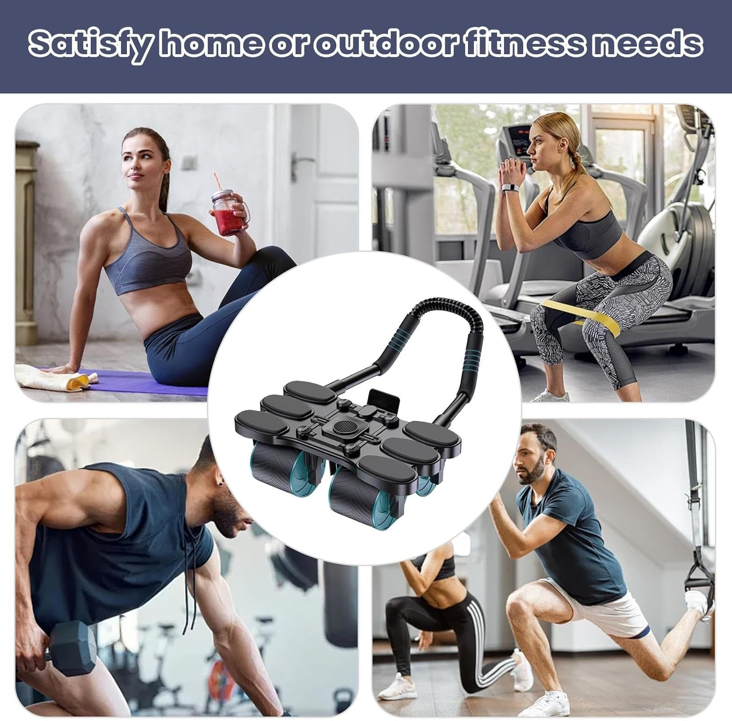 Abdominal Exercise Roller | 4-Wheel Muscle Workout Auto Rebound Ab Roller,Core Muscle Building Equipment with Elbow Support for Home Gym Dorm Travel Apartment image number 1