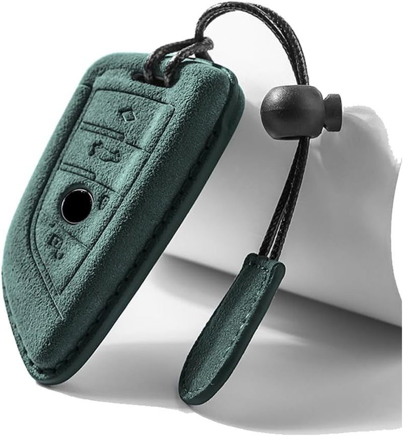 Ontto Suede Car Key Fob Cover Fit for BMW 2 3 5 6 7 8 Series X1 X2 X3 X4 X5 X6 X7 Z4 G29 G20 G32 GT G11 F39 Leather Smart Key Case Keyring Shell Key Holder Keychain Styling Accessories Black 2