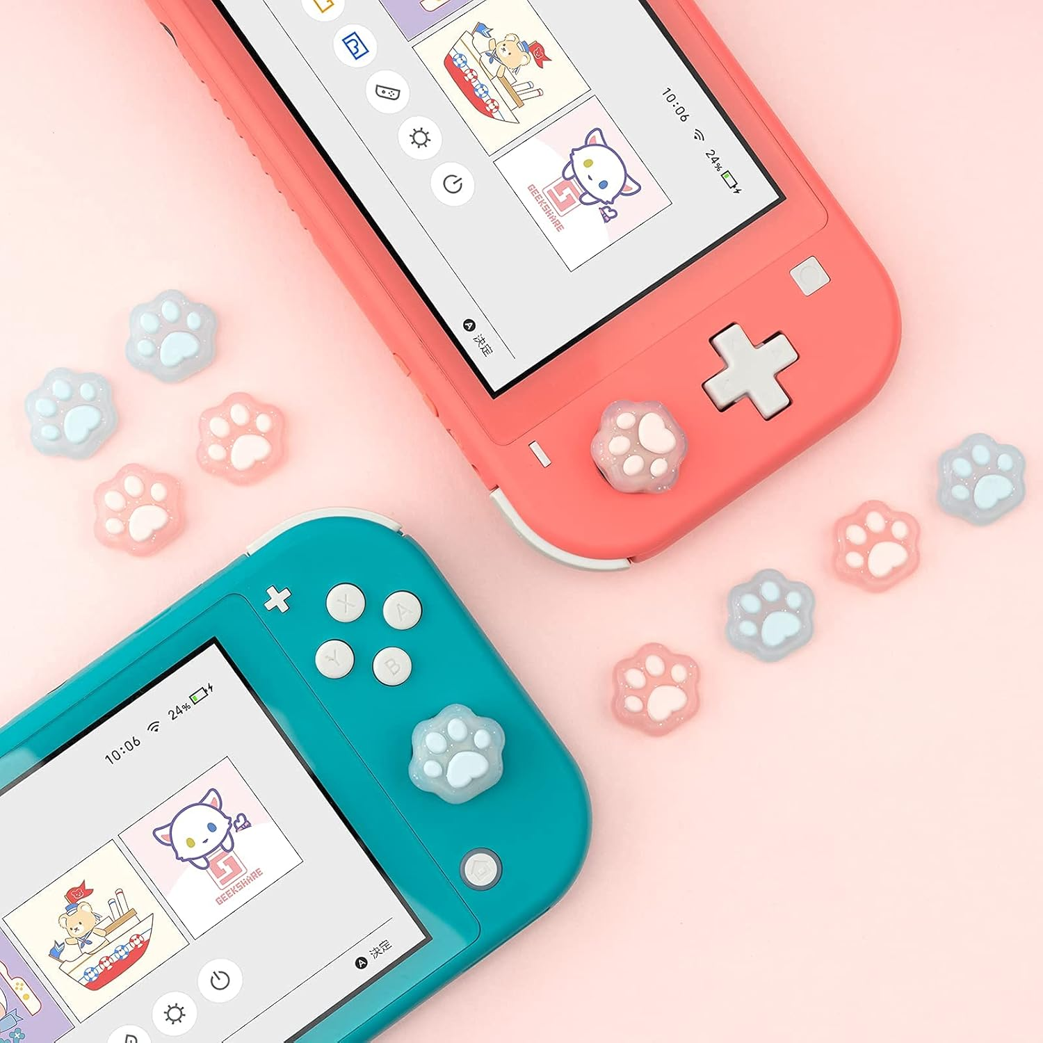 Geekshare Cat Paw Shape Thumb Grip Caps,Compatible with Switch/Oled/Switch Lite,Soft Silicone Joystick Cover, 4PICS (Glitter) image number 3