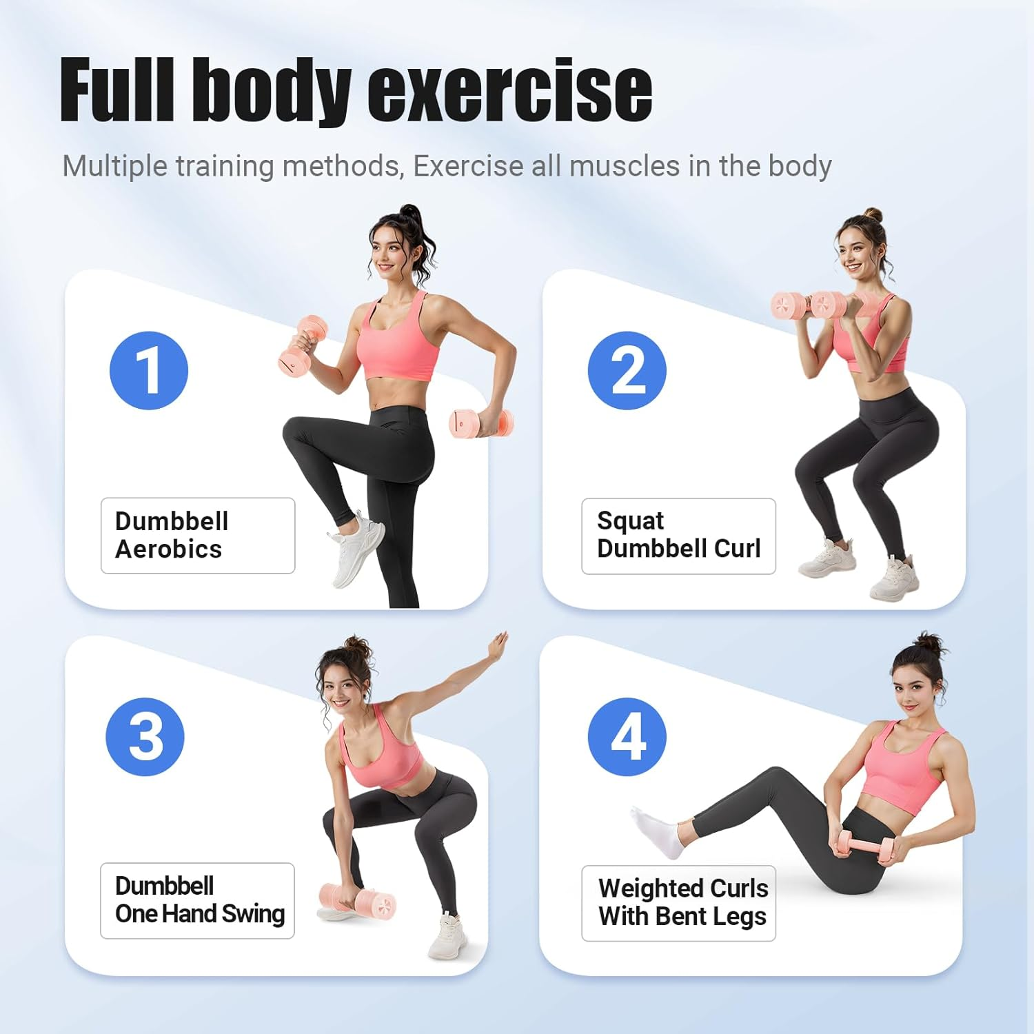 MERACH Adjustable Dumbbell Set Weights of 2, Soft-Touch Grip Anti-Slip Handle Dumbbells, Macaron Colors Exercise&Fitness Dumbbells,Each 1/2/3/4 Kg, 4 in 1 Hand Weights Dumbbells Set for Women