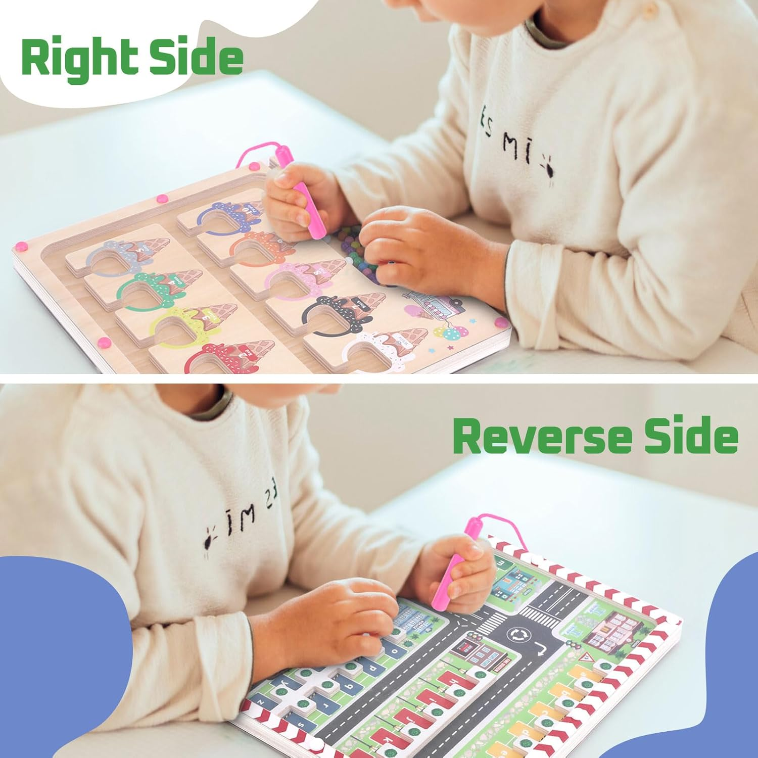 Magnetic Colour Sorting Toys 2 in 1 Montessori Maze Board Educational Toys for Kids Age 3 to 6 Wooden Magnetic Puzzles Fine Motor Skills Toys for Toddlers Busy Board Game image number 3