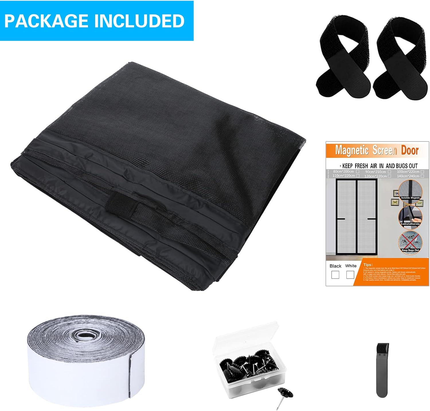 Fillis Magnetic Fly Screen Doors 140X240Cm, Mosquito Proof Door Curtains, Fiberglass Mesh with Full Frame Hook and Look, Keep Insects Out image number 5