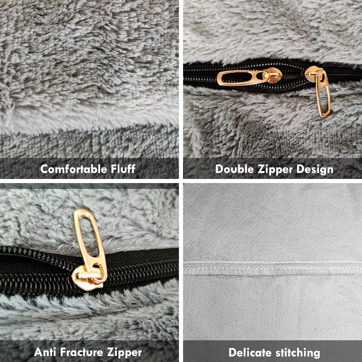 Yudoutech Bean Bag Chair Cover without Filler,Big round Soft Fluffy PV Velvet Washable Bean Bag Lazy Sofa Bed Cover for Adults,Living Room Bedroom Furniture Outside,150Cm Dark Grey. image number 2