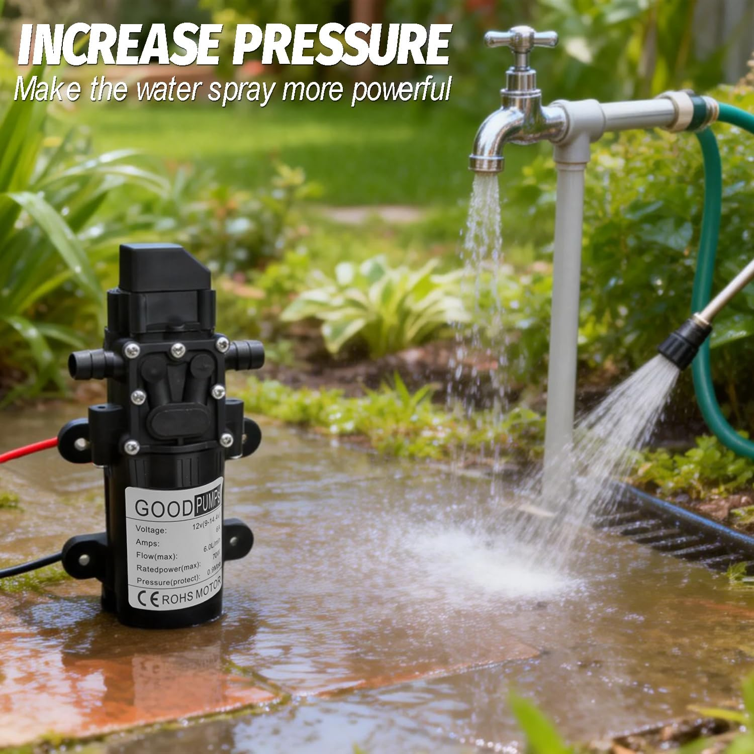 Yotsuba 12V Water Pump 6L/Min 70W 130PSI Pressure Self-Priming Caravan Camping Boat image number 2