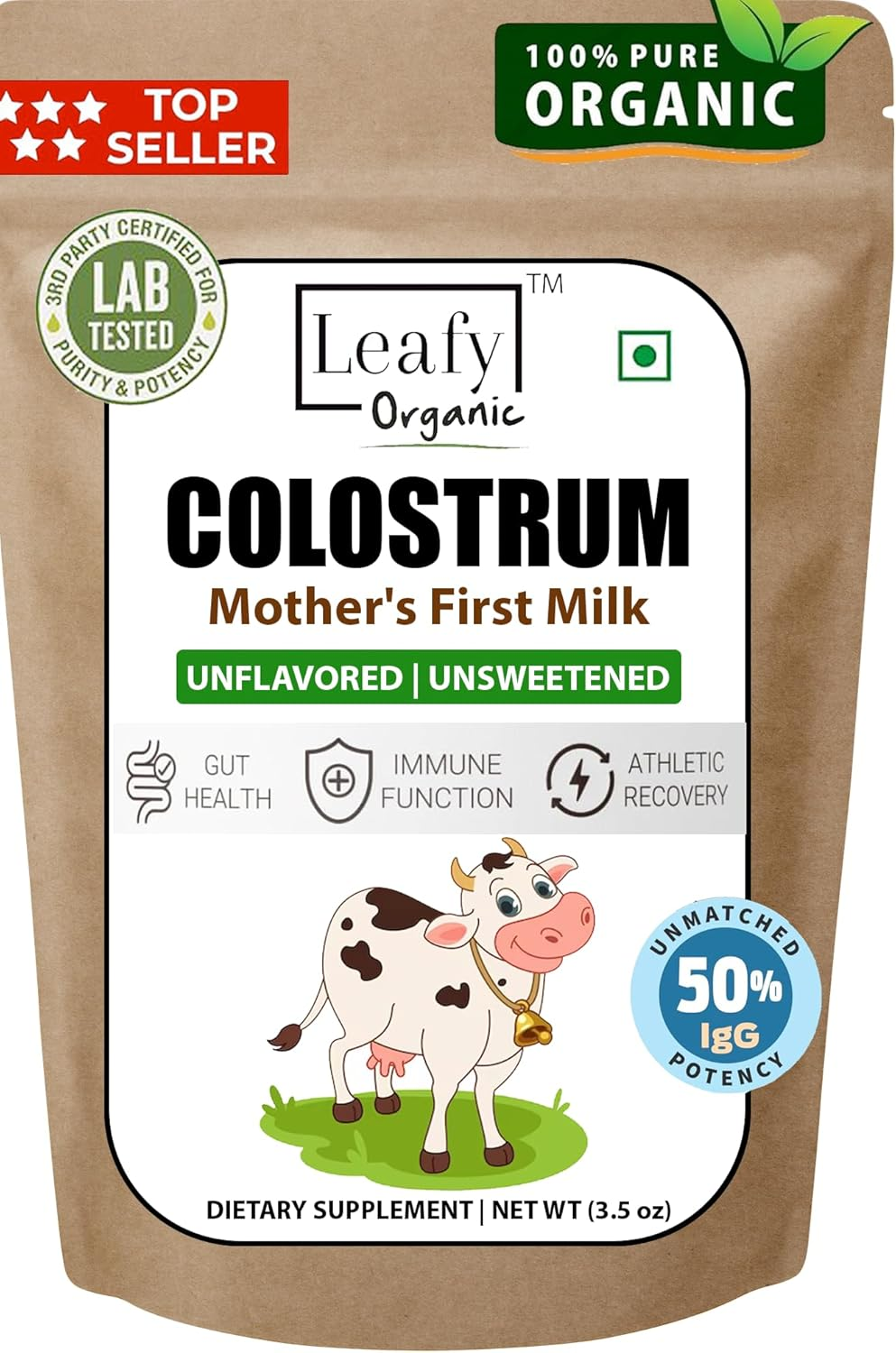 Colostrum Powder (100Gram) 3.5 Oz Grass Fed, Gut Health Bloating Immunity Skin & Hair, Gluten & Fat Free (3.5) Oz