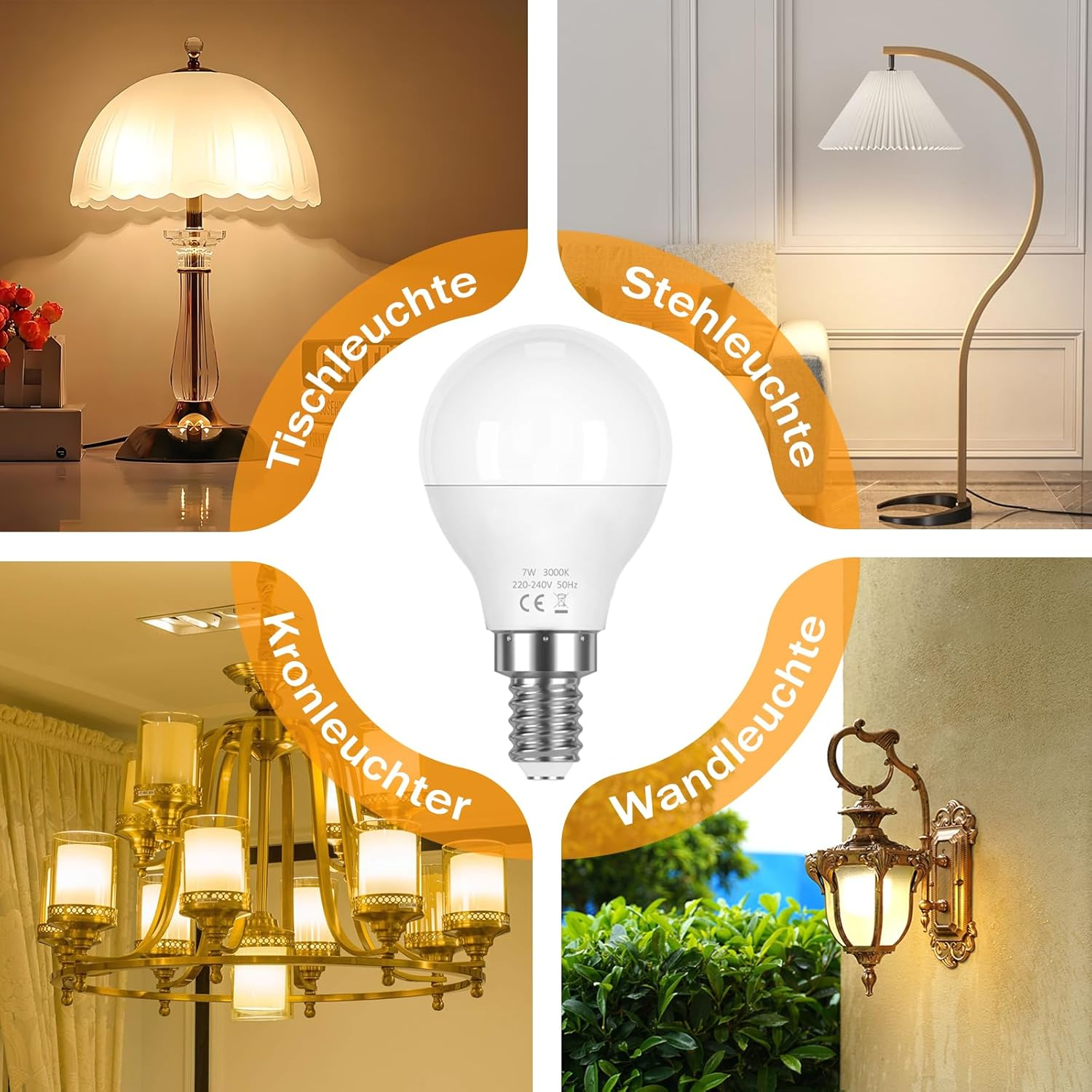 Queeplo G45 E14 LED Bulb 7 W 3000 K (Pack of 6) image number 5