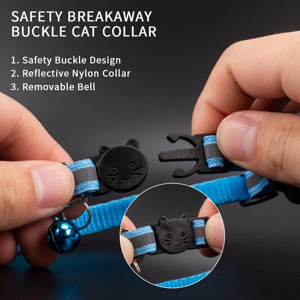 Airtag Cat Collar, Reflective Cat Collar with Bell, Reflective Collar with Safety Closure, Airtag Holder in 3/8 Inch Width, Safe, Lightweight, Comfortable image number 3