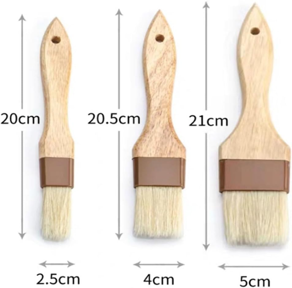 3Pack Natural Bristle Pastry and Basting Brush Set with Wooden Handles,Ideal for Cooking, Baking, BBQ, and Kitchen Basting image number 1