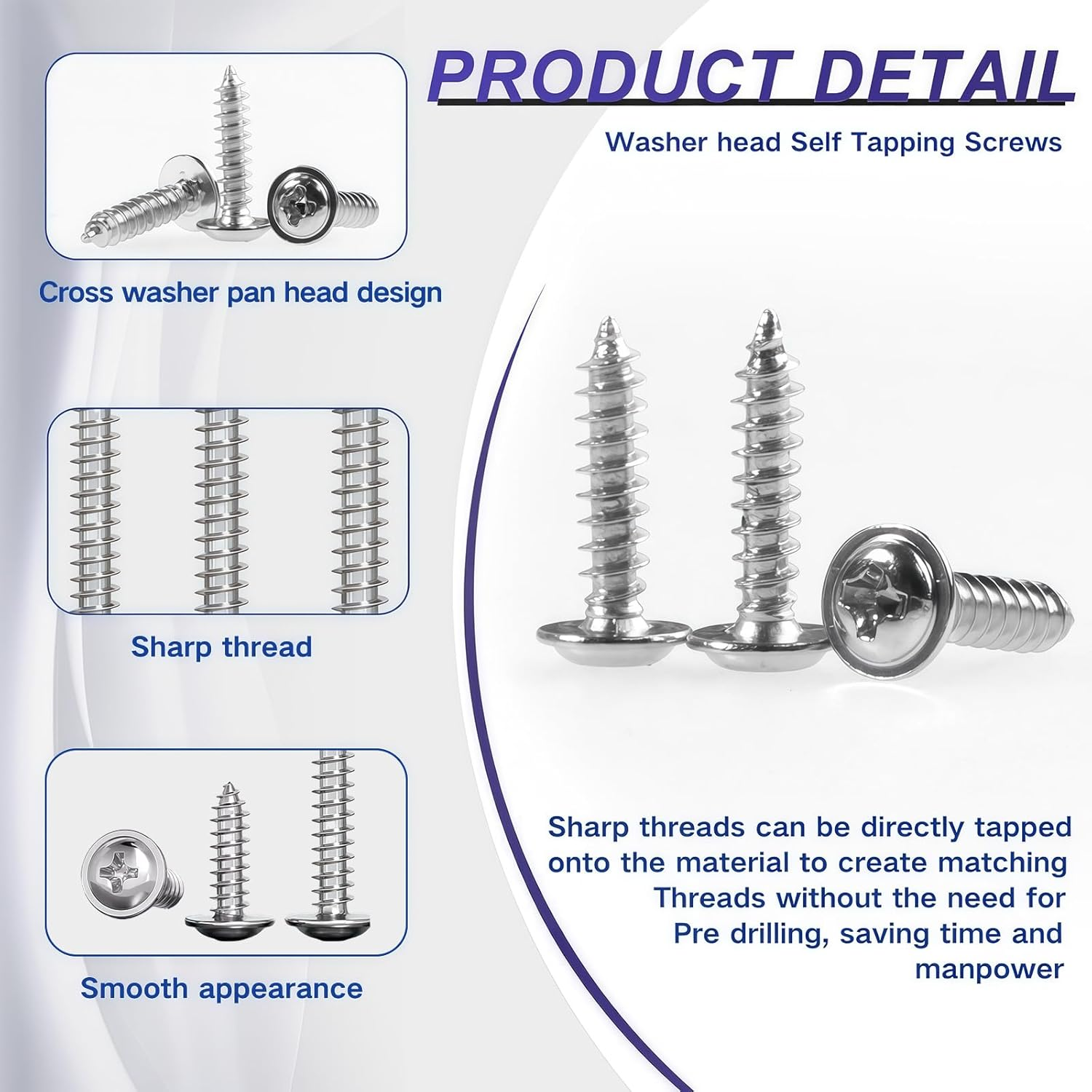 Zmbroll 1200Pcs Silver Phillips Truss Head Self-Tapping Screws M1.2/1.4/1.5/1.7/2/2.3 Wafer Head Wood Screws Pan Head with Washer Tapper Fastener Tiny Screw Micro Screws for Electronic Repair image number 6