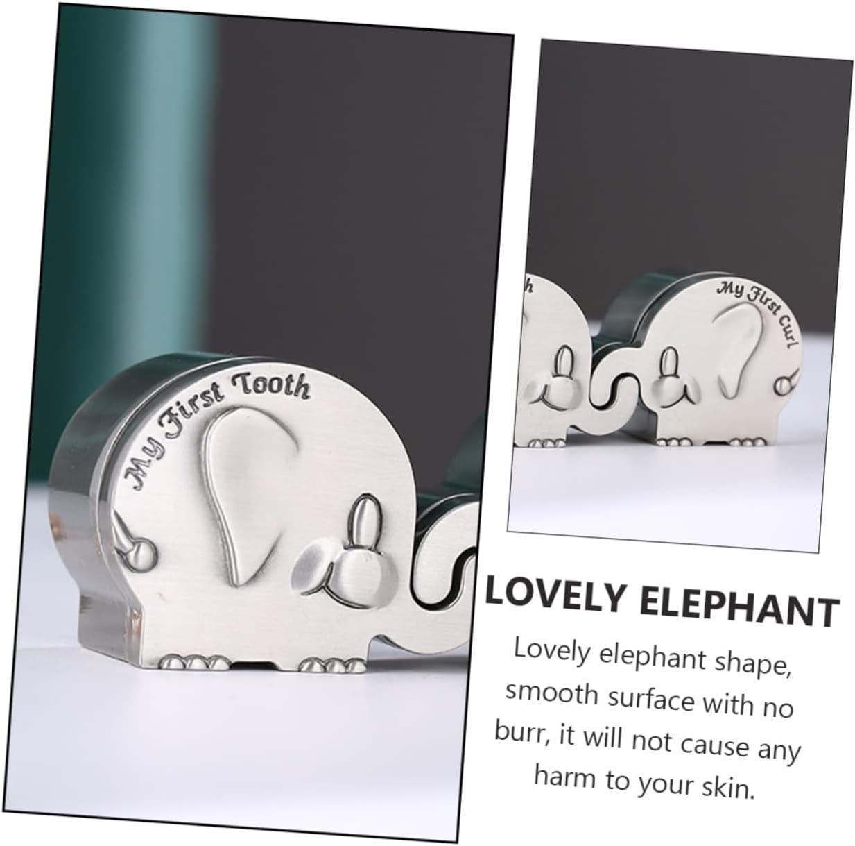 1Pair Elephant Shape First Tooth and Curl Keepsake Storage for Newborns for Showers Birthdays and Christenings image number 4