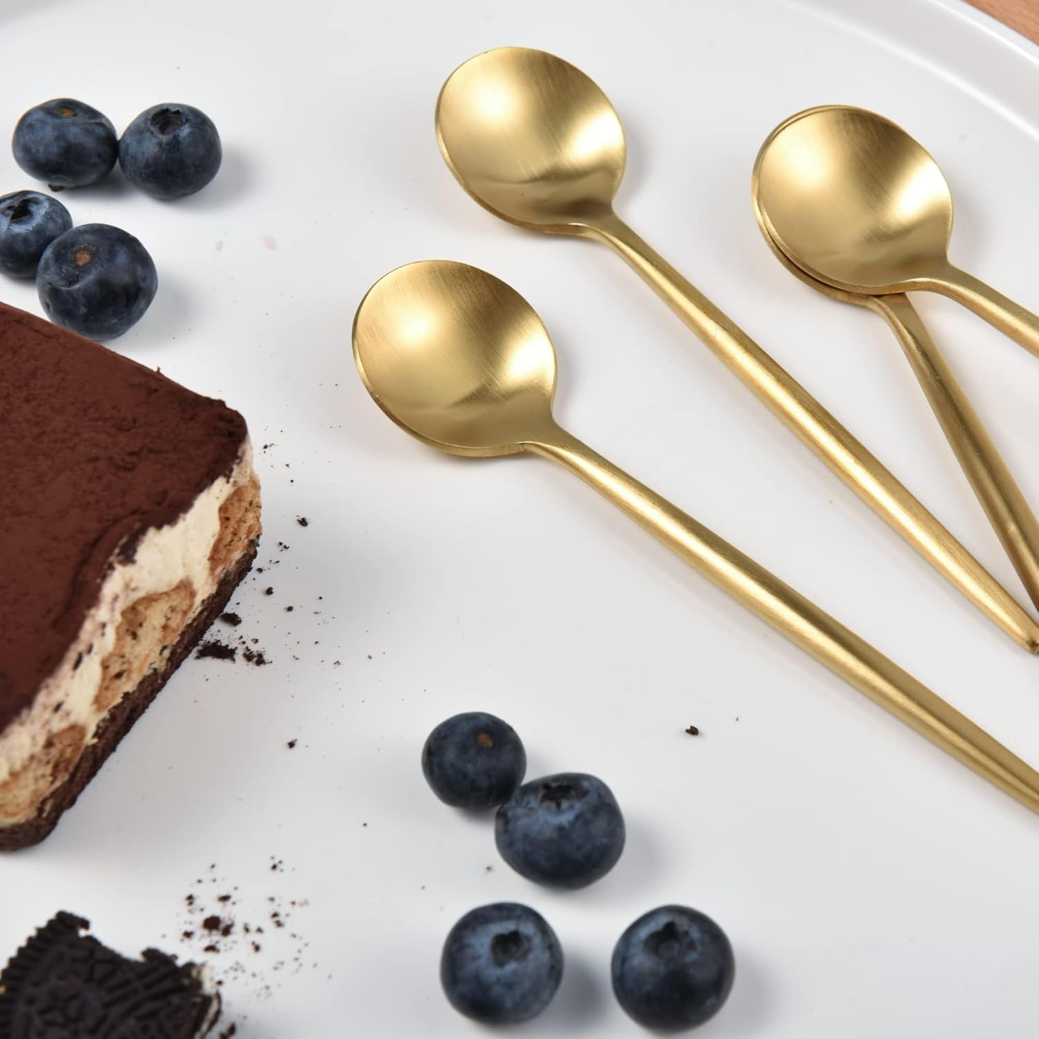 IMEEA 5.1Inch Coffee Spoon Gold Espresso Spoons Demitasse Spoons Stainless Steel Mini Teaspoons for Sugar Dessert Cake, Set of 6 image number 5