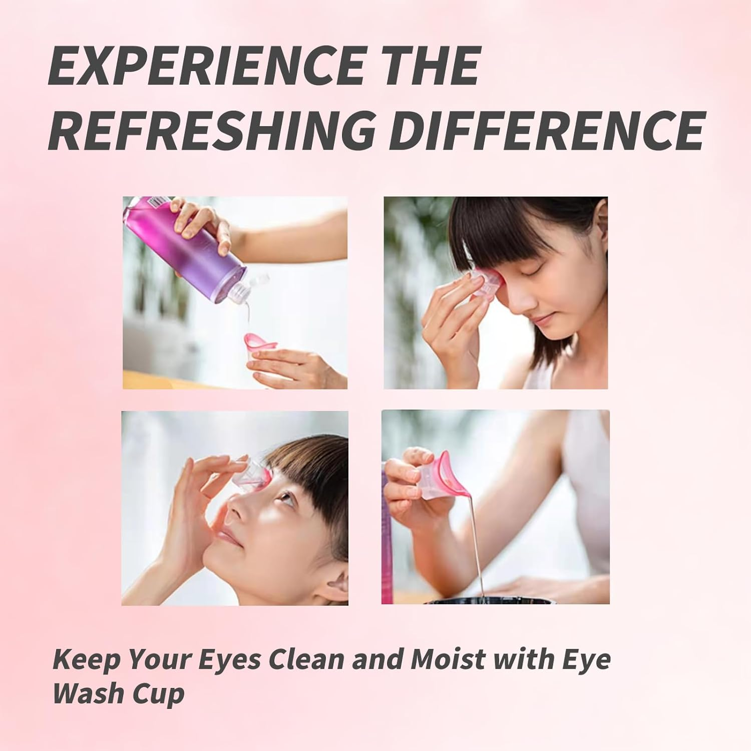 BRBASAP 4Pack Eye Wash Cup and Bath Kit Silicone Eyelash Lid Care for Tired Dry Eyes Effective Eye Cleaner Solution with Storage Container image number 6