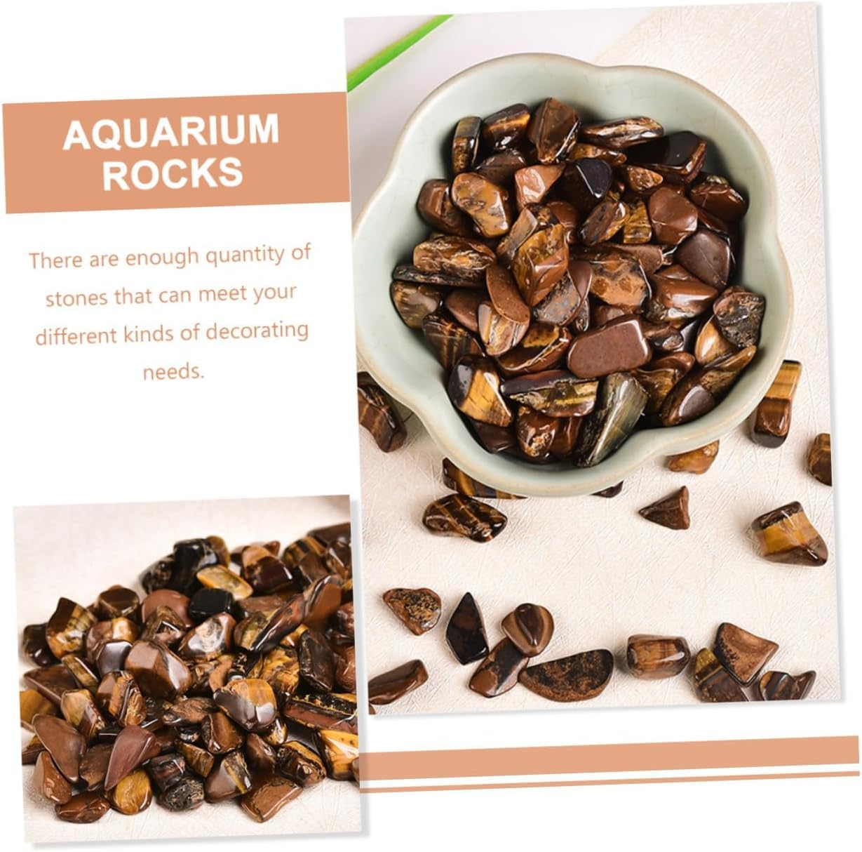 1 Set Yellow Tiger Eye Gravel, Non-Toxic Fish Tank Accessories Decorations, Plant Terrarium, Flower Pots Stones, Bulk Garden Pebble, Decorative Ornamental Pebbles,Aquarium Gravel, Chip Rock (Yellow) image number 2