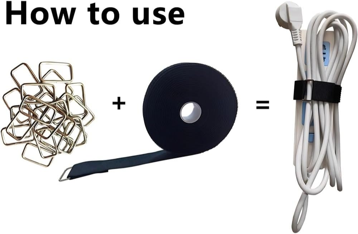 16.4Ft X 0.8In Adjustable Cable Straps with 25 Buckles, Free Cut Length, Black Reusable Fastening Cable Ties, Hook and Loop Securing Strap for Cable Tidy, Wire Management, Cord Organiser, Black image number 1