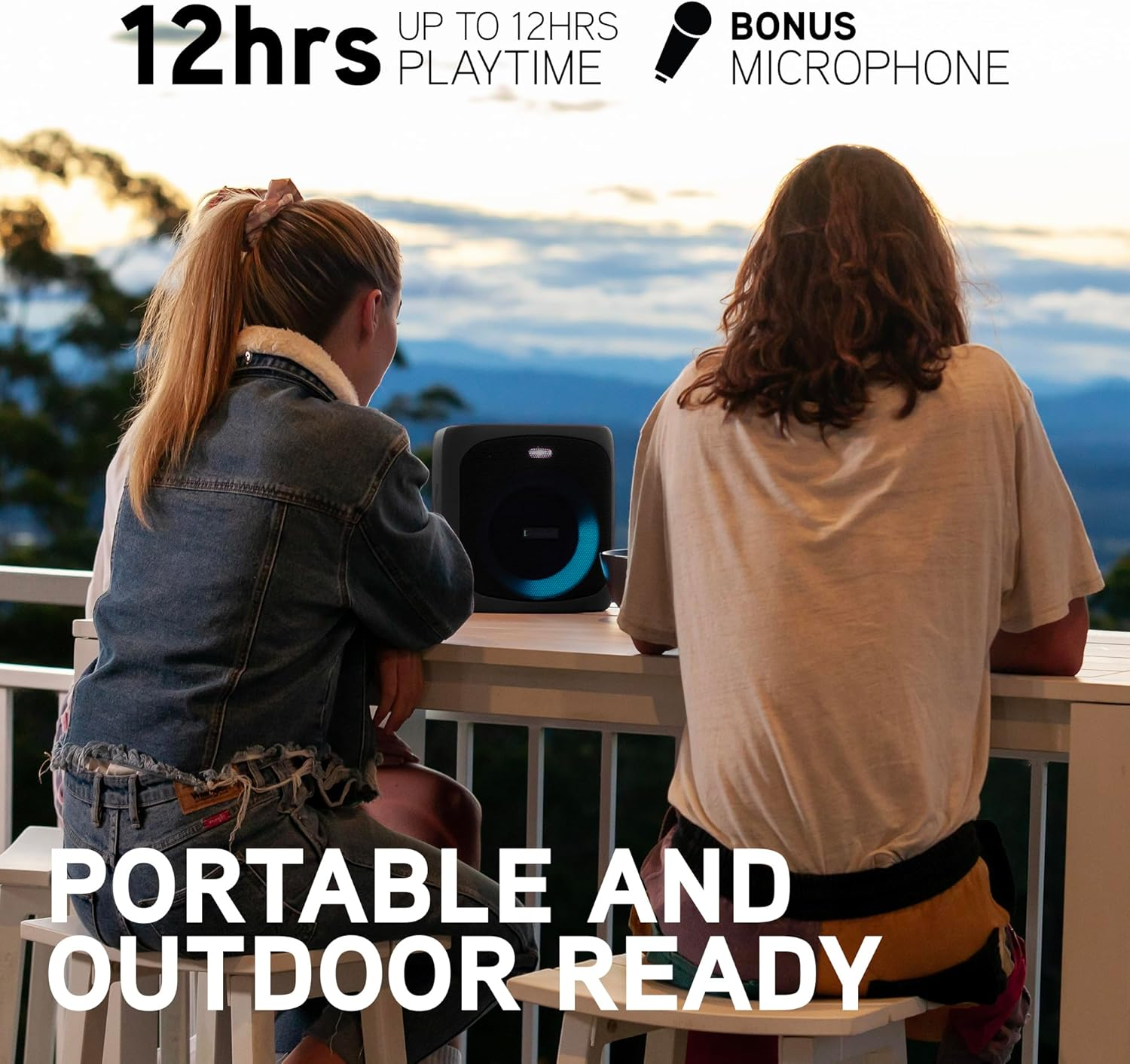 Blueant X4 Portable Bluetooth&reg; Party Speaker, Bass Boost, 50W Peak Power, Microphone, 5 LED Lightshows, up To12Hrs Playtime, Deep Bass, Duo Mode Wireless Pairing, Splashproof, Black image number 3