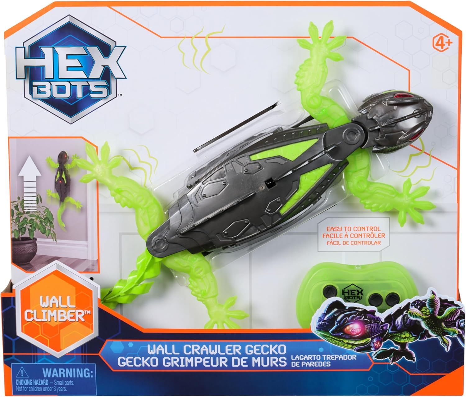 HEX BOTS Wall Crawler Gecko, Rechargeable Remote Control Robot Kids Toys, Climbs up Walls for Prank Toys & Games, RC Robot Toys for Boys & Girls Ages 4 & Up image number 3