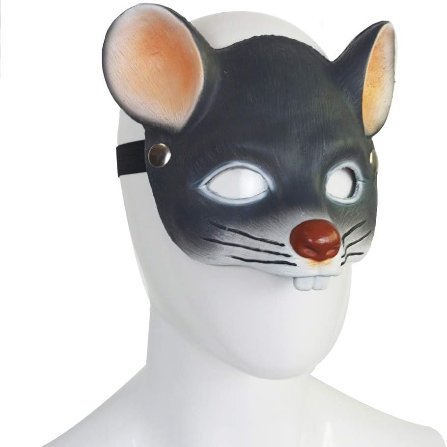 Hosfairy 1Pcs Animal Mouse Mask Squirrel Mask Masquerade Dress up Accessory for Halloween Easter Costume Party Cosplay Props - Light Gray image number 2