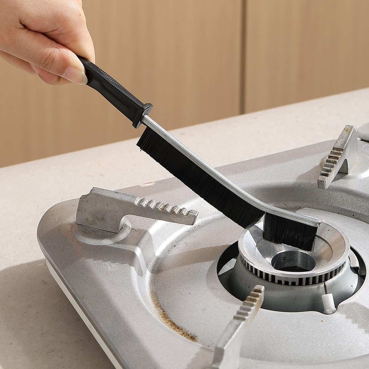 Berglandrt Black Crevice Cleaning Brush Set of 3, New Multifunctional Cleaning Brush Tool, Bathroom Gap Brush for Home, Kitchen, Bathroom, Window, Vehicle. image number 1