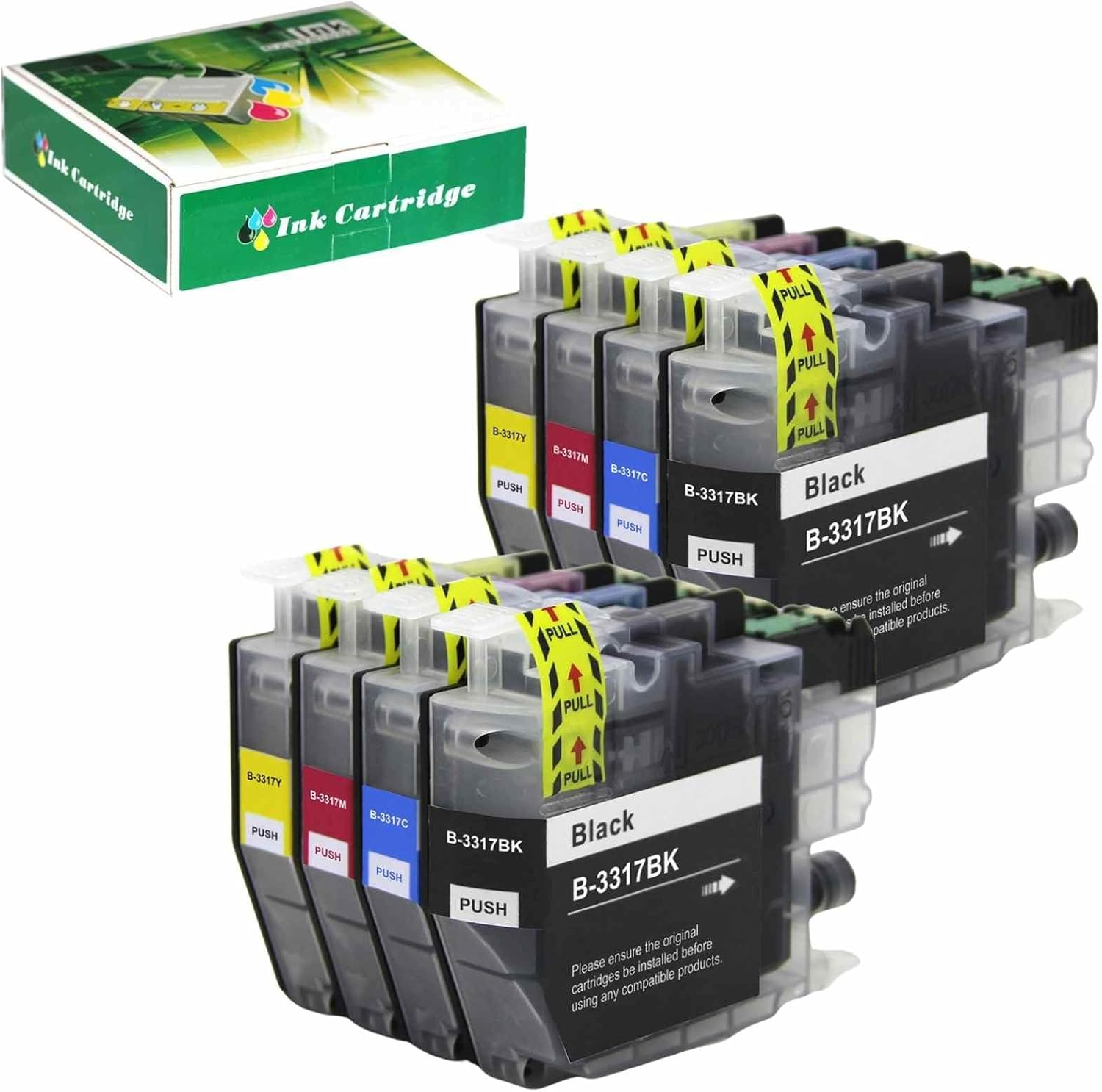 8 Pack LC3317 Ink Cartridges Compatible Ink for Brother LC-3317 LC-3319 for Brother MFCJ5330DW MFCJ5730DW MFCJ6530DW MFCJ6730DW MFCJ6930DW Printer (2BK,2C,2M,2Y)