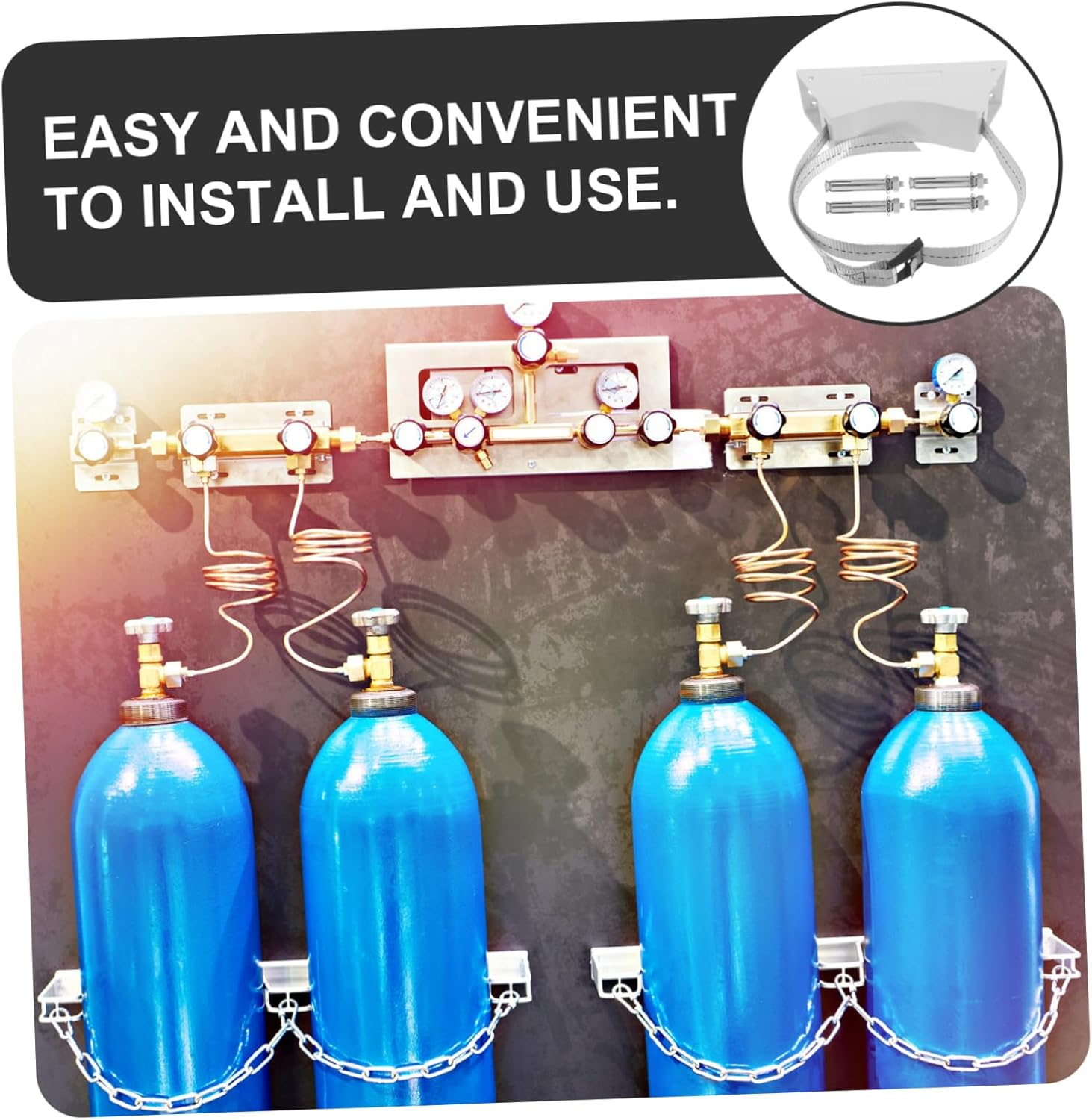 Homoyoyo Gas Bottle Holder Gas Cylinder Tank Holder Trailer Gas Bottle Support Holder Bracket Holder Bottle Stand Replacement Strap Cylinder to Wall Polyester image number 3