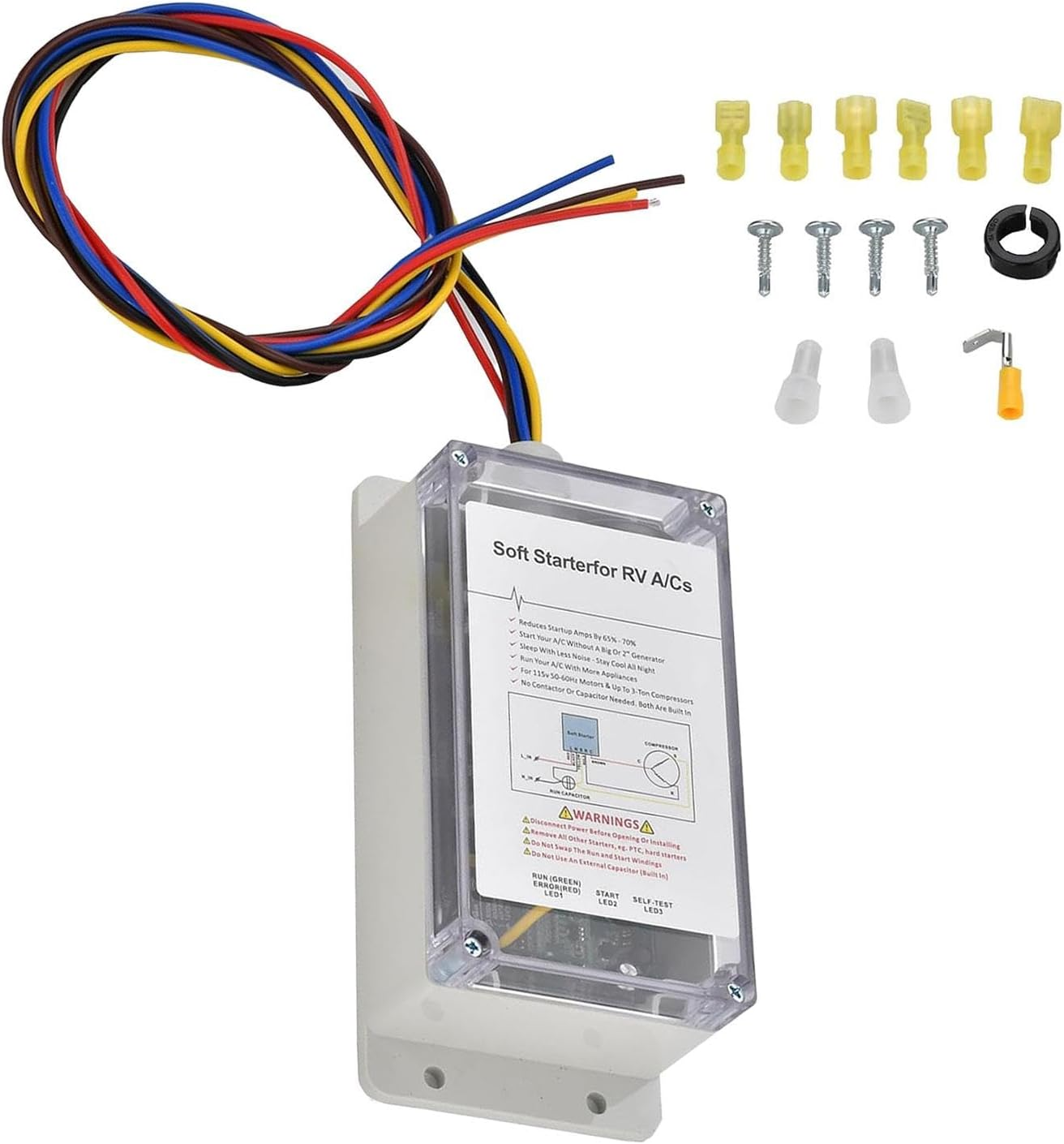 Qcchieus Air Conditioner Soft Start Kit RV AC Soft Start Kit Reduce Startup Current with Generator for Van Auto Campers