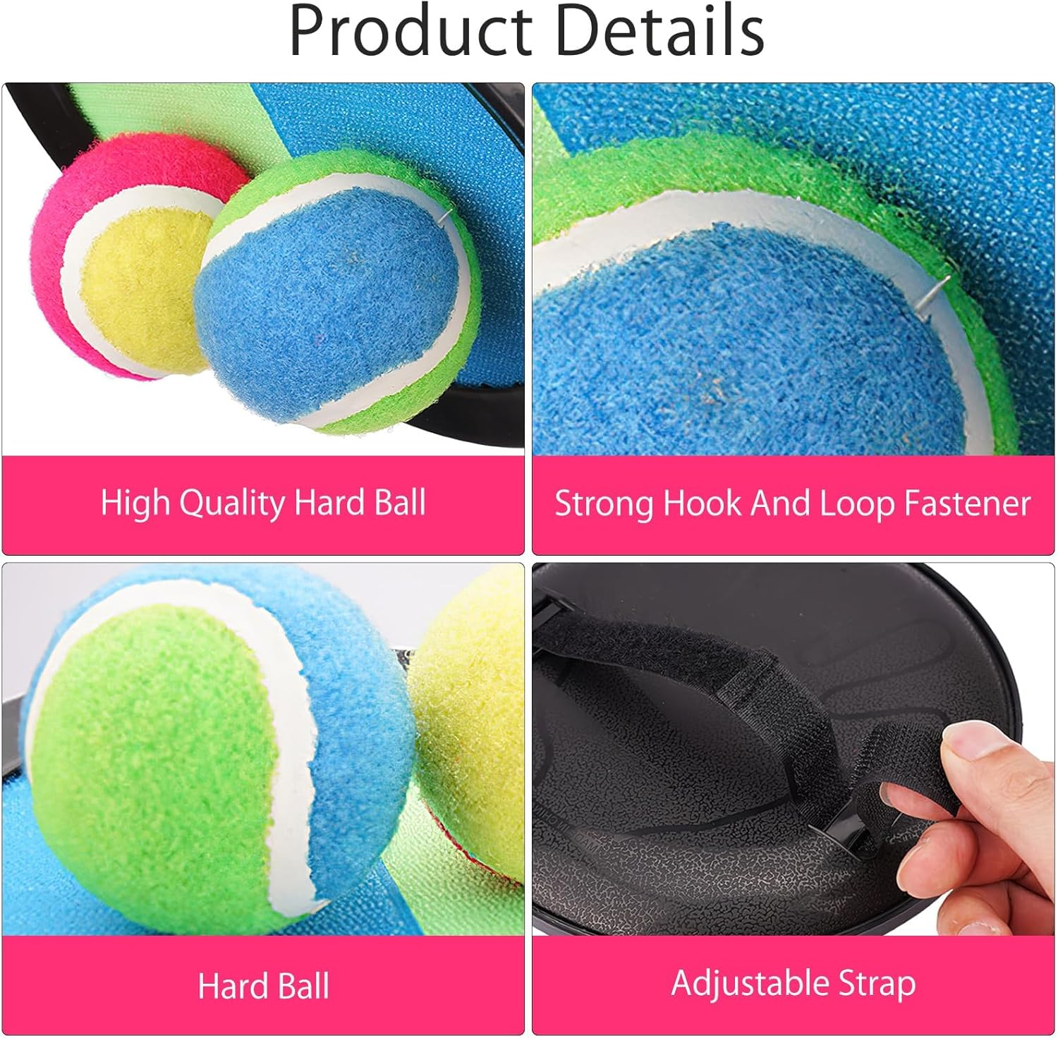 DAKLUNAR Velcro Ball Game Throwing Game Children from 3 4 5 6 7 Years Velcro Ball Beach Toy with 4 Catch Discs image number 5