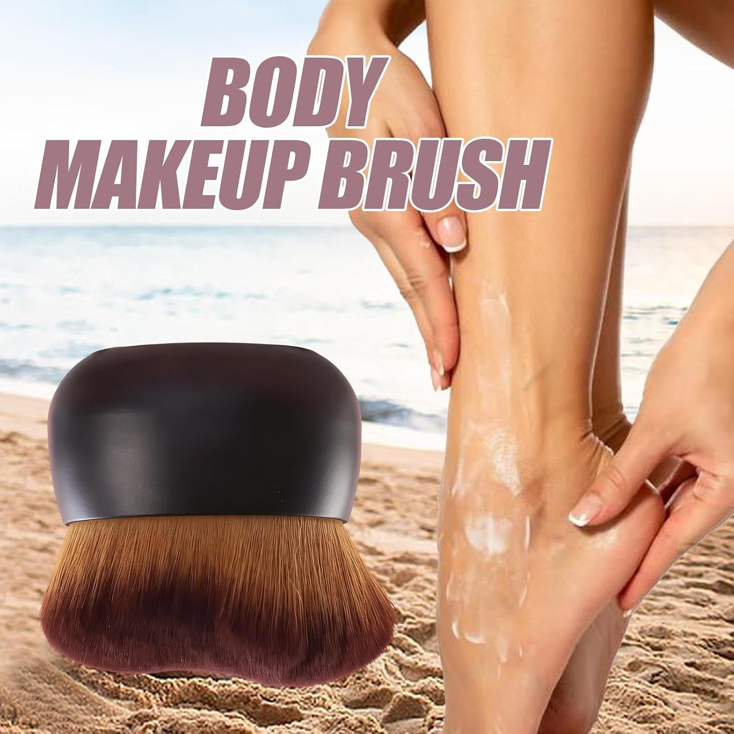 Ylnailky Self Tanner Brush - Wide-Headed Extra Large Soft Dense Bristles Tanning Applicator - Body Makeup Tan Blending Brush | for Neck Arm Leg Concealer Contouring - Rose Gold image number 5