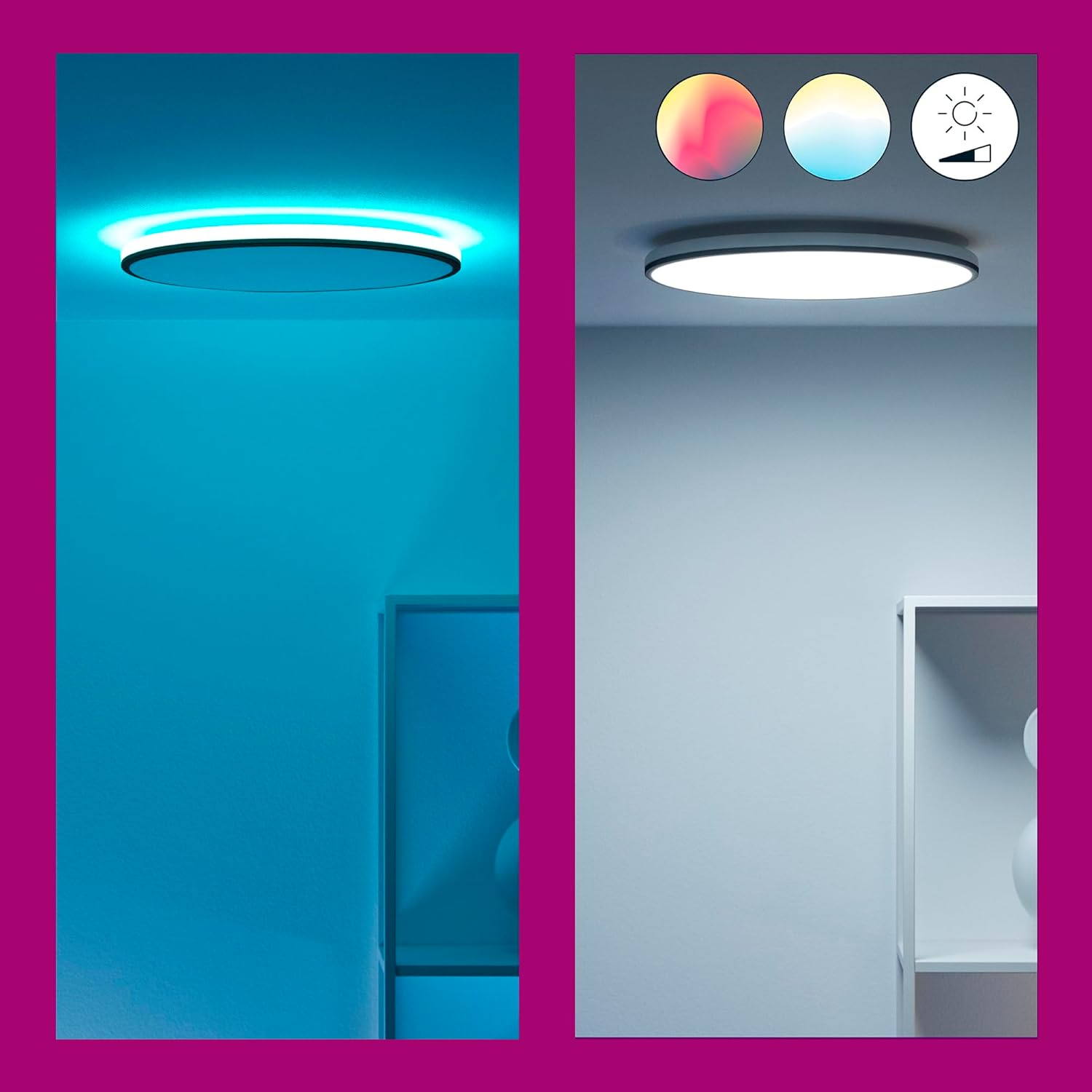 Wiz Colour Arca Smart Connected Wifi Dual Zone Ceiling Light. [Black] App Control for Indoor Home Lighting, Livingroom and Bedroom image number 2