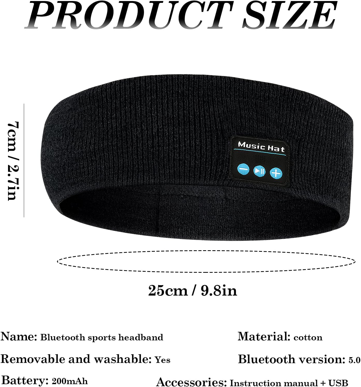 Bluetooth Kopfh&ouml;rer Stirnband, Schlafkopfh&ouml;rer Sport Mit 6-10 Std Spielzeit, Atmungsaktives Schwei&szlig;absorbierendes, Seitlichen Reglern Kopfh&ouml;rer Laufen Yoga M&auml;nner Frauen, Hifi Stereo Tech image number 4