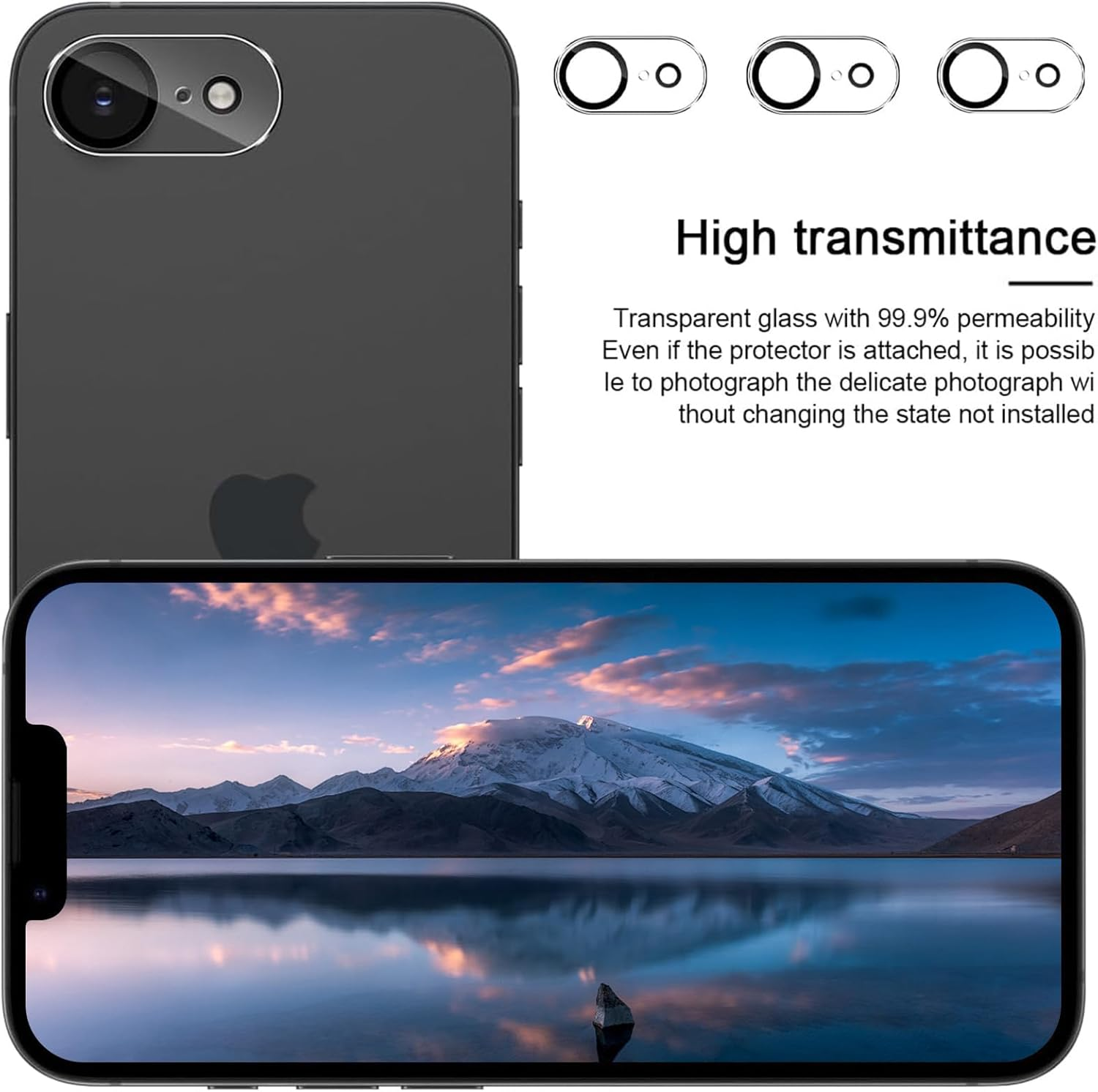 Camera Lens Protector for Iphone 16E, Tempered Glass 9Hardness, Anti-Scratch High Definition Camera Screenprotector for Iphone 16E 2025 [3 Pack] image number 2