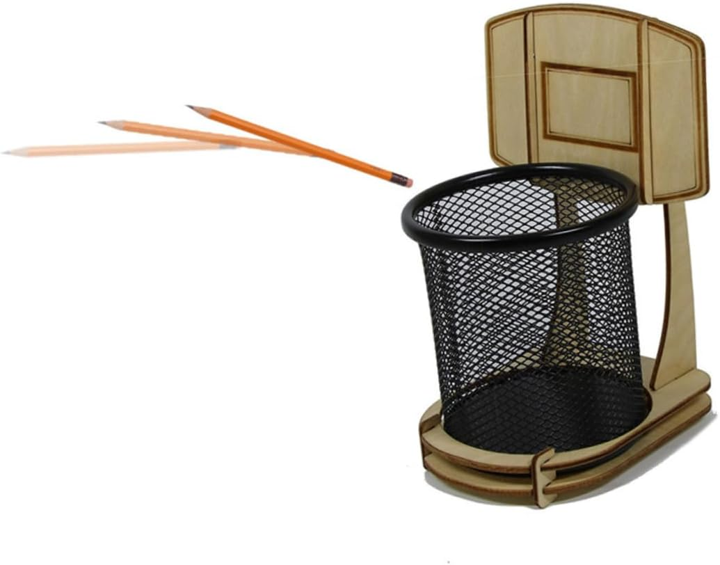 Gogogmee Wooden Basketball Pen Stand Pencil Box DIY Storage Case Detachable Organizer Desk Accessory School Supplies image number 4