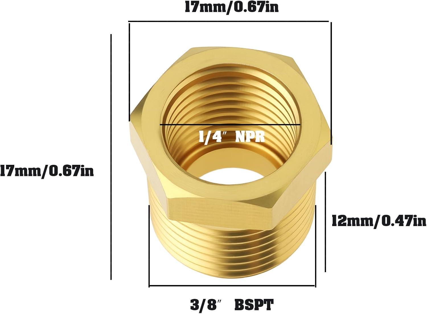 2Pcs 3/8" BSPT Male to 1/4" NPT Female Brass Pipe Fitting Reducer Adapter for Pipes Tubes image number 4