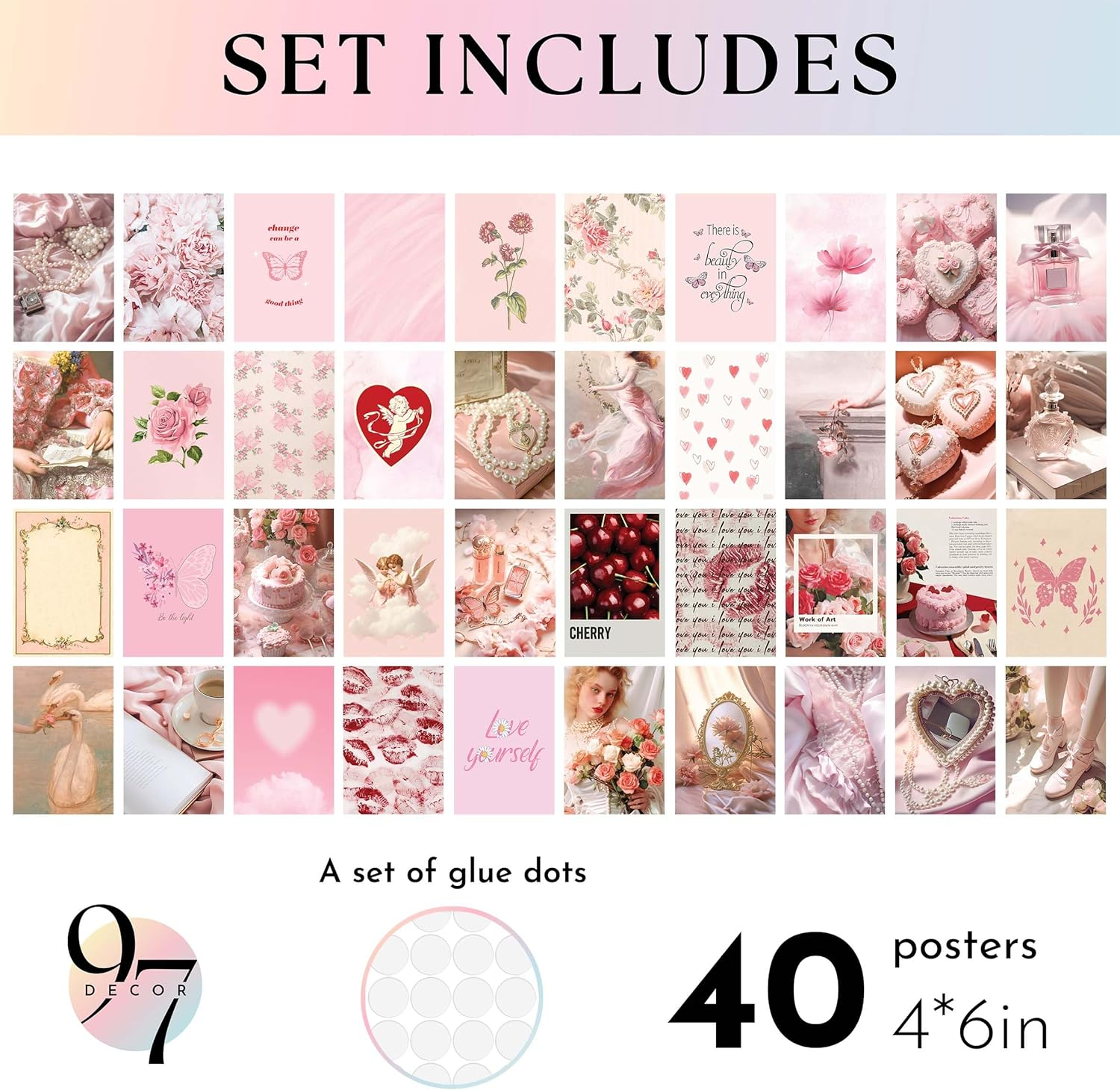 97 Decor Coquette Room Decor - Pink Coquette Posters, Coquette Aesthetic Room Decor, Vintage Coquette Decor, Coquette Wall Decor, Coquette Photo Collage Pack Bedroom Pictures (4X6 Inch | 10X15 Cm) image number 5