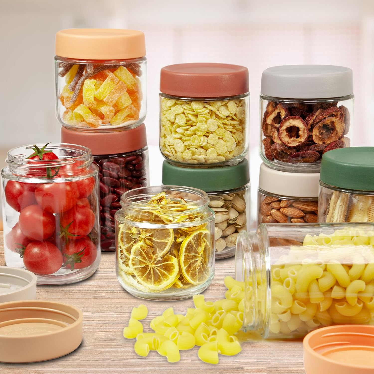 300ML Overnight Oats Containers with Lids,4 Pack Glass Storage Jar Sealing Cover Wide Mouth Mason Food Jar for Overnight Oats Snacks Salad Dressings Fruits Vegetables Yoghurt image number 2