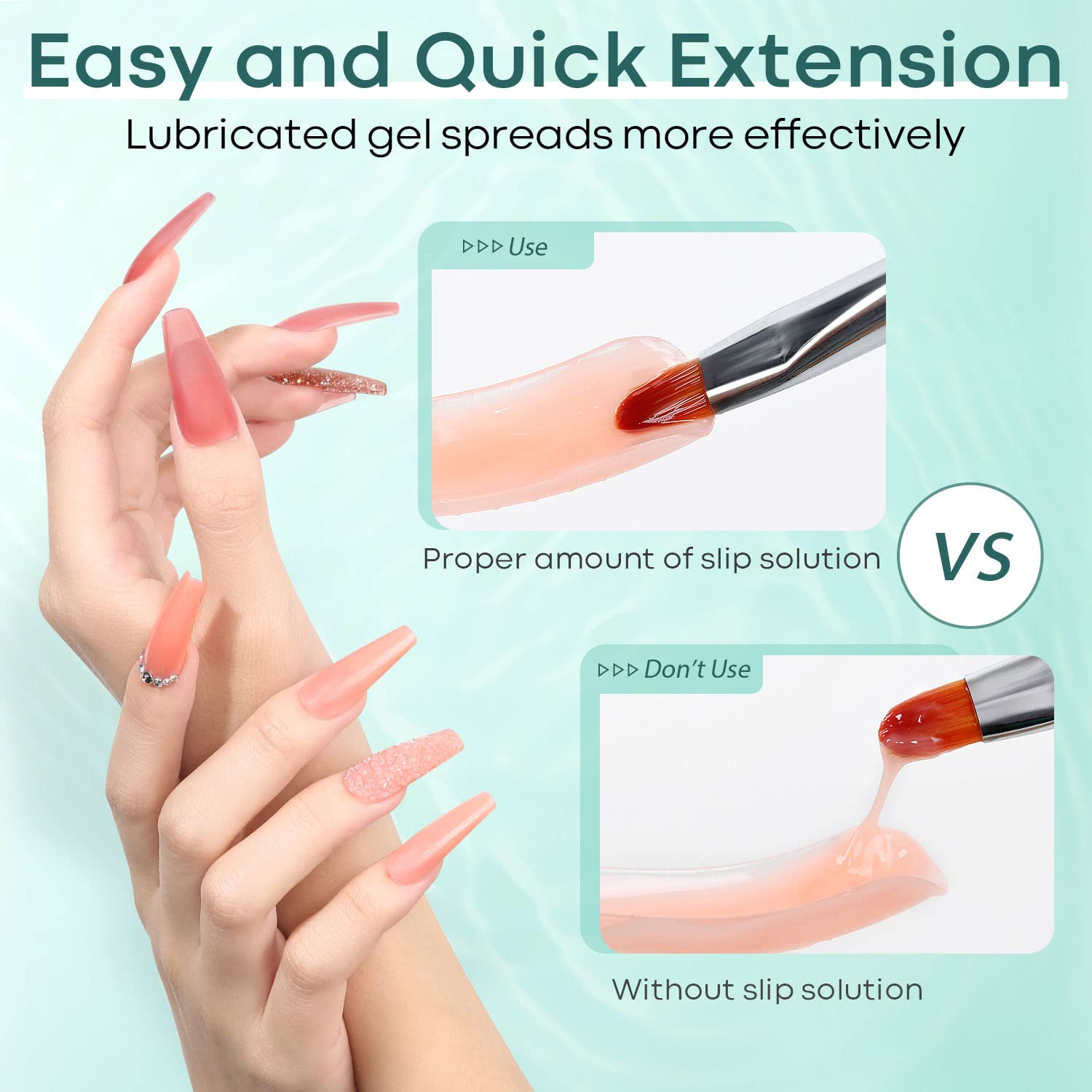 Modelones Slip Solution for Poly Nail Gel, Anti-Stick Gel Nail Extension Complete Kit with Nail Forms Nail Tips Clips Nail Art Tool DIY at Home image number 6