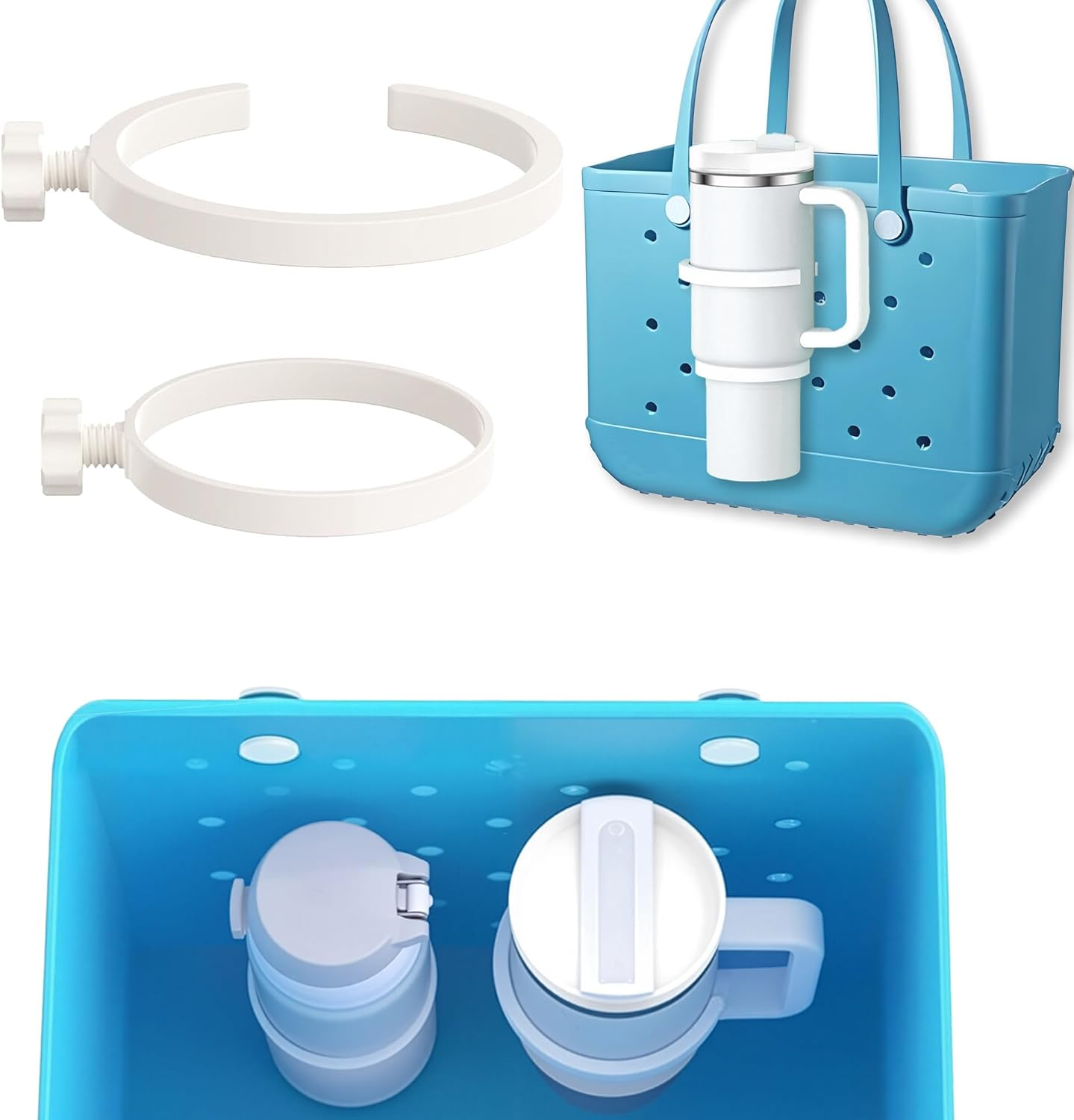 2 Pack Cup Holder for Bogg Bag, Fits for Stanley Cup 16-40Oz, Bogg Bag Accessories Insert Drink Holder Attachment for Rubber Beach Tote Bags Summer Accessories Gifts for Women Girls