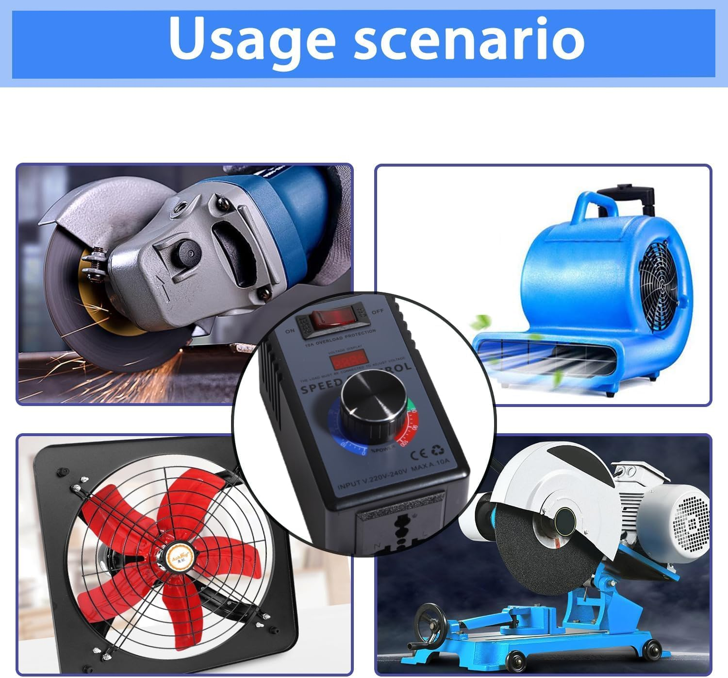 Aikoolwer AC Motor Speed Controller 220V Variable 4000W Max 10A Voltage Regulator Overload Protection Led Display Universal for Fan Drill Router image number 1