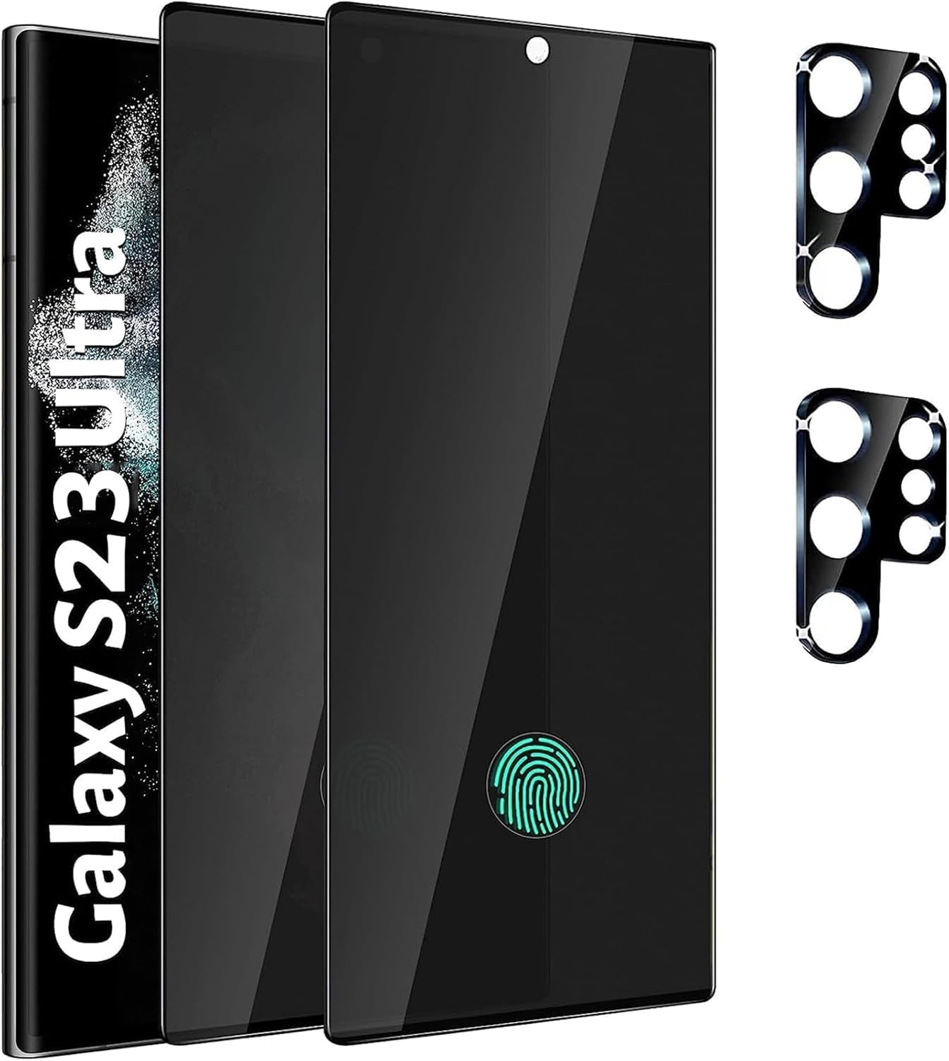 (2+2PCS) RUNGOS for Samsung S23 Ultra Privacy Screen Protector Tempered Glass with Camera Lens Protector [Fingerprint Sensor Friendly] anti Spy Privacy Screen for Galaxy S23 Ultra Screen Protector 12 image number 3