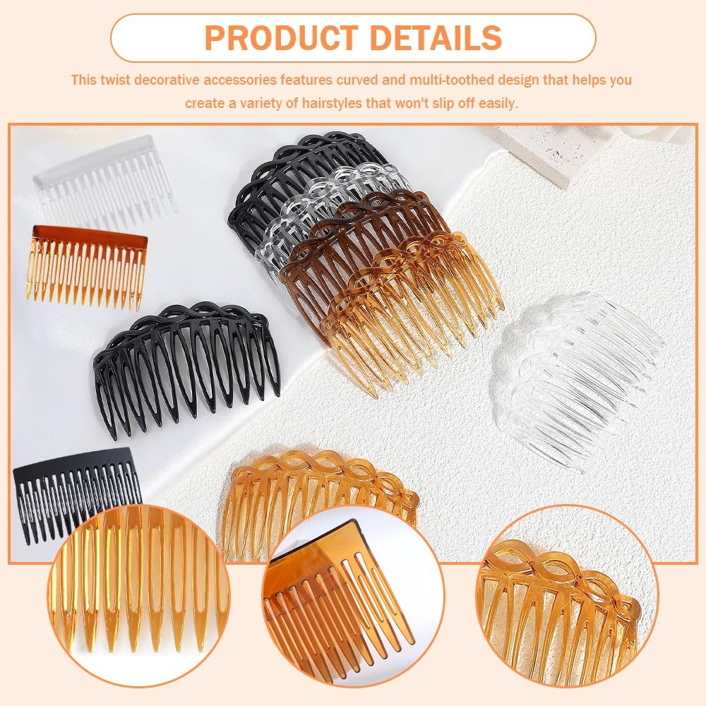 TRKETK Pack of 11 French Side Combs Plastic Decorative Hair Comb Clips Teeth Side Parting Comb Hair Comb Accessory Set Women Twisted Hair Comb Decoration for Women Girls image number 2