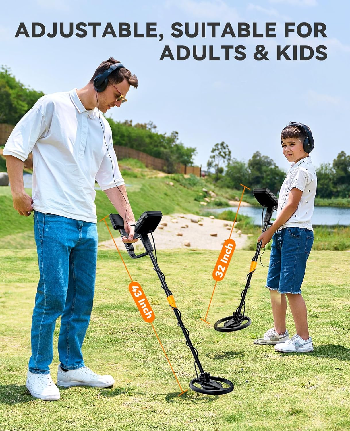 SUNPOW Metal Detector for Adults & Kids, Waterproof Metal Detector for Gold Detecting, Stable Anti-Interference, Big LCD Display, 4 Modes, IP68 Search Coil image number 1