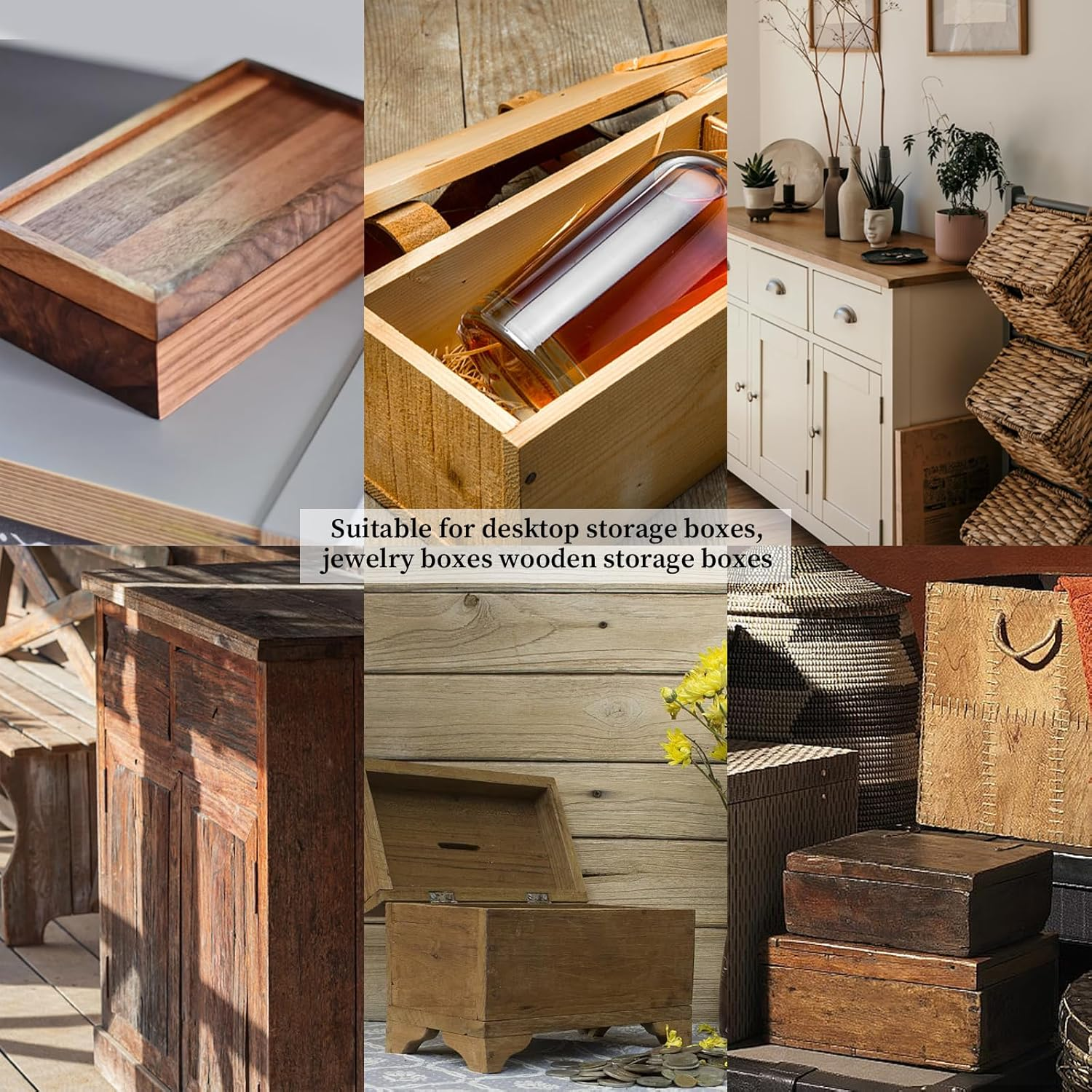 Rectangle Antique Right Hook Hasp Latch Vintage Bronze Engraved Hinge with Matching Screws for Repair and Decorative Jewelry Box Wood Boxes 4 Sets image number 4