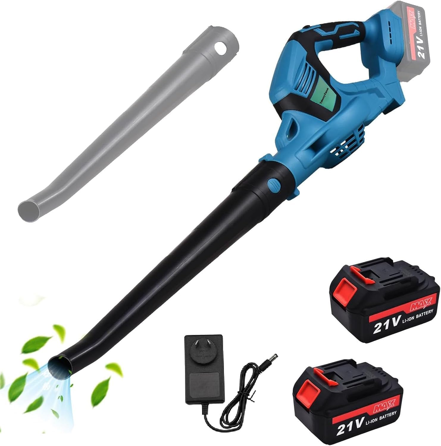 Cordless Leaf Blower 21V Handheld Electric Leaf Blowers Fast Charger Lightweight Mini Leaf Blower for Patio Yard Sidewalk Leaf Dust Blowing Lawn Care (2PCS Battery)
