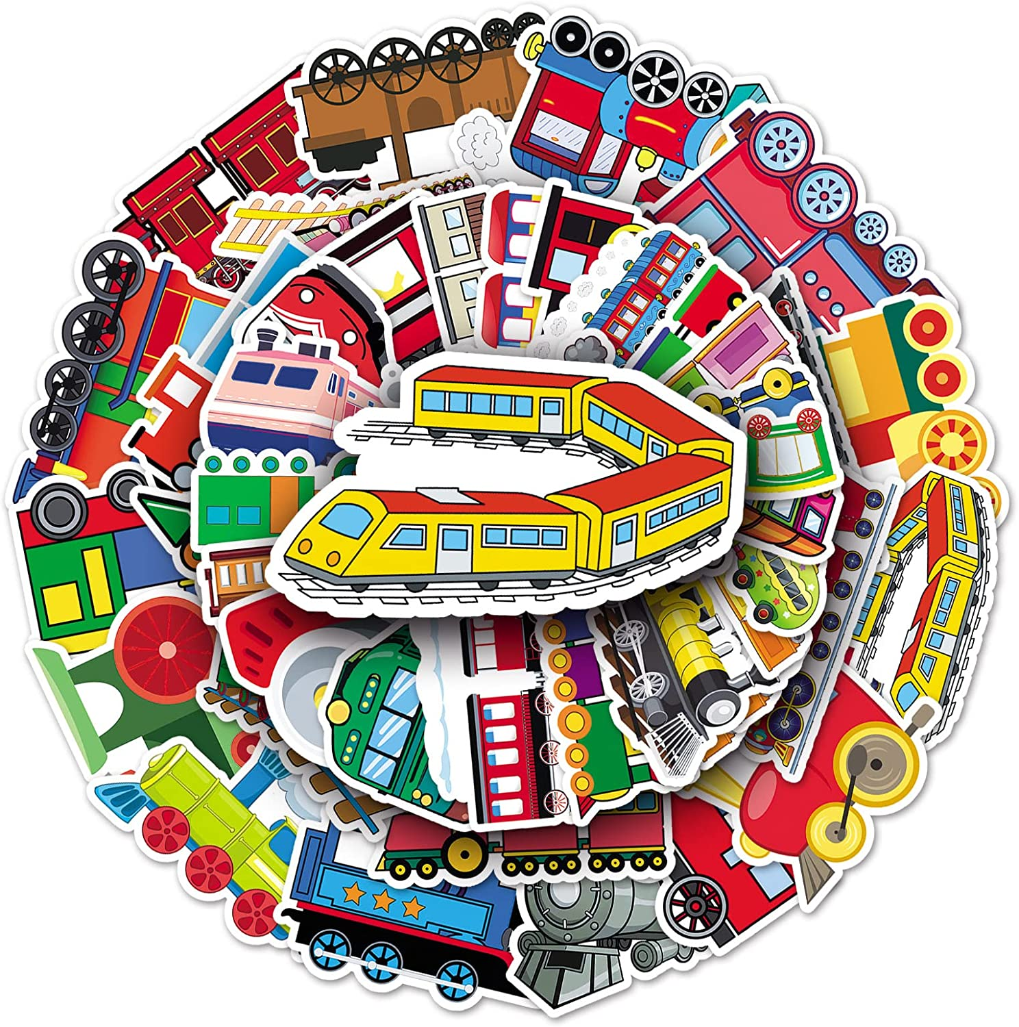 50 Packs Train Stickers Water Bottles Laptop Phone Motorcycle Computer Guitar Skateboard Hydroflasks Train Vinyl Sticker Waterproof Aesthetic Trendy Decals for Teens Girls Adults image number 3