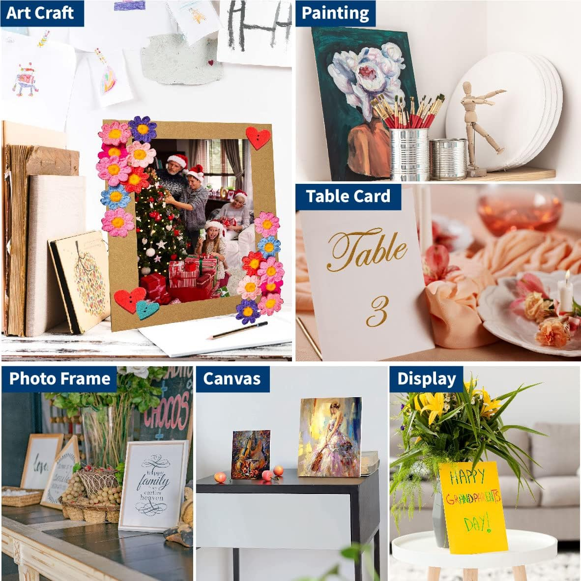 Cororio 9 Inch Self Stick Cardboard Easel Backs, Picture Frame and Art Easel Stand, Use for Photos, Signs, Crafts, (Pack of 60, White) image number 2