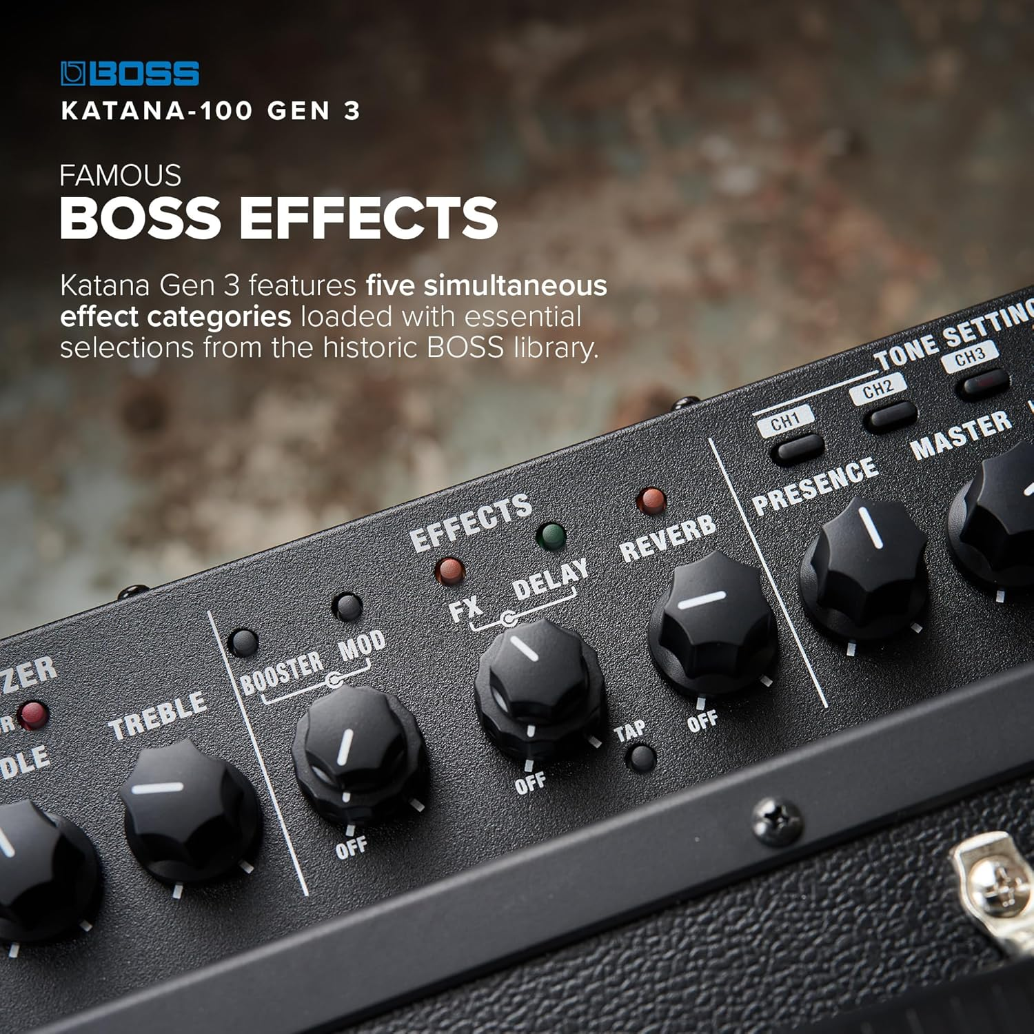 BOSS Katana-100 Gen 3 Guitar Amplifier | Powerful 100-Watt Combo Amp | Custom 12-Inch Speaker | Evolved Tube Logic Sounds | 12 Amp Characters | Onboard BOSS Effects | Advanced Connectivity & More image number 2