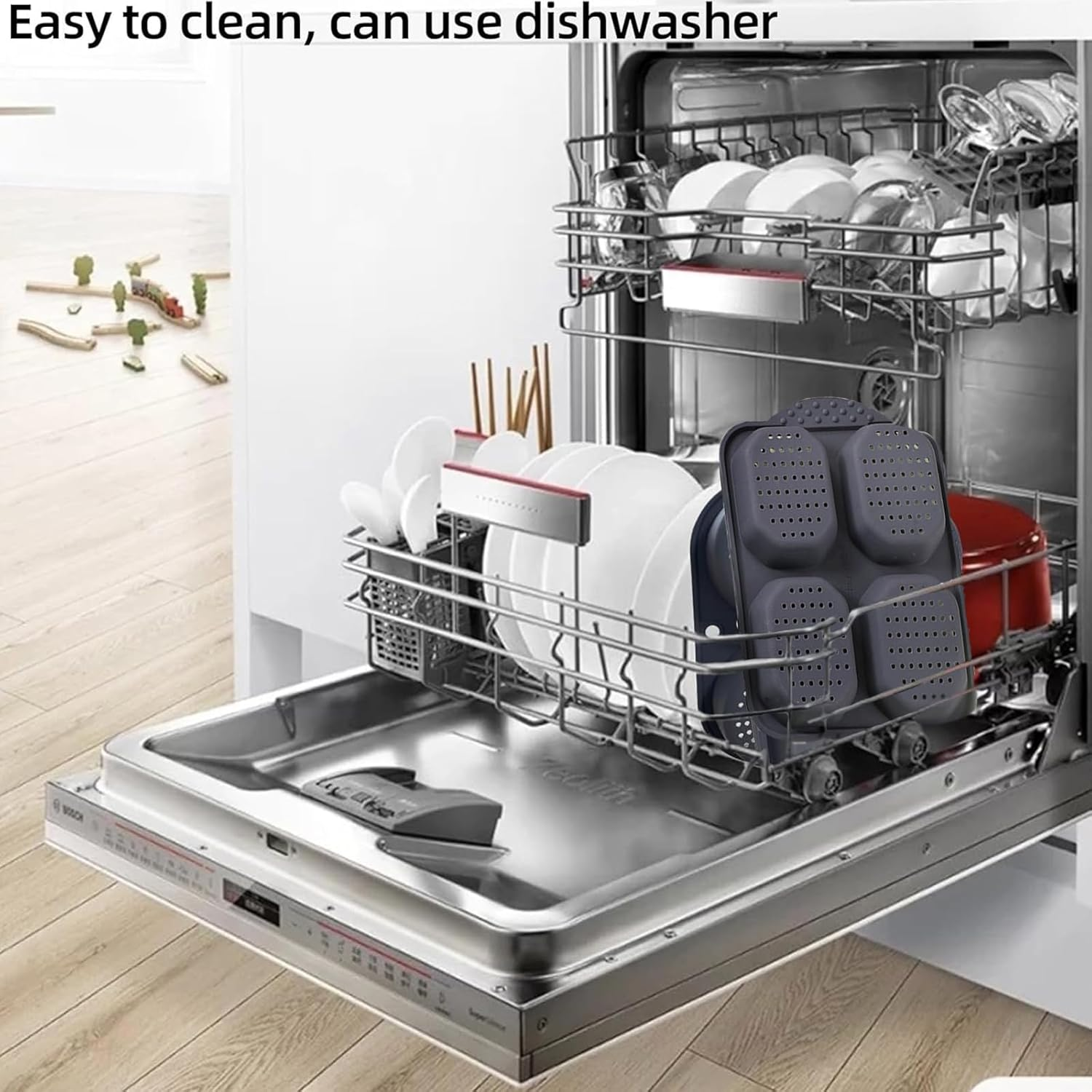 Atrccs Loaf Pan with Four Small Buns, French Bread Loaf Pan, Bread Pan Non-Stick Pan, Easy to Release Household Silicone Food Baking Breakfast Afternoon Tea Romantic Dinner Tool image number 1